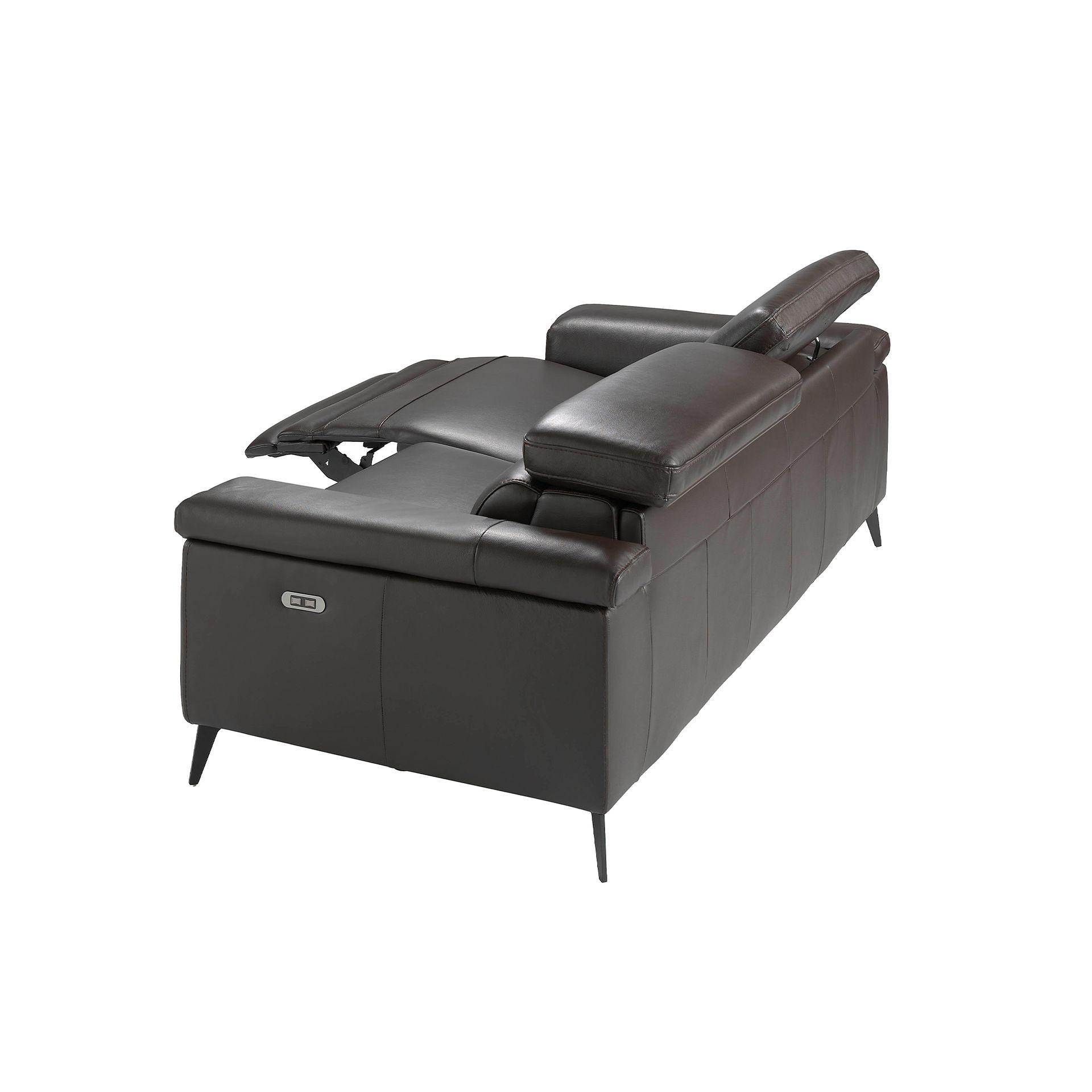 Sofa 3-seater with recliner function Leather Chocolate Brown 3