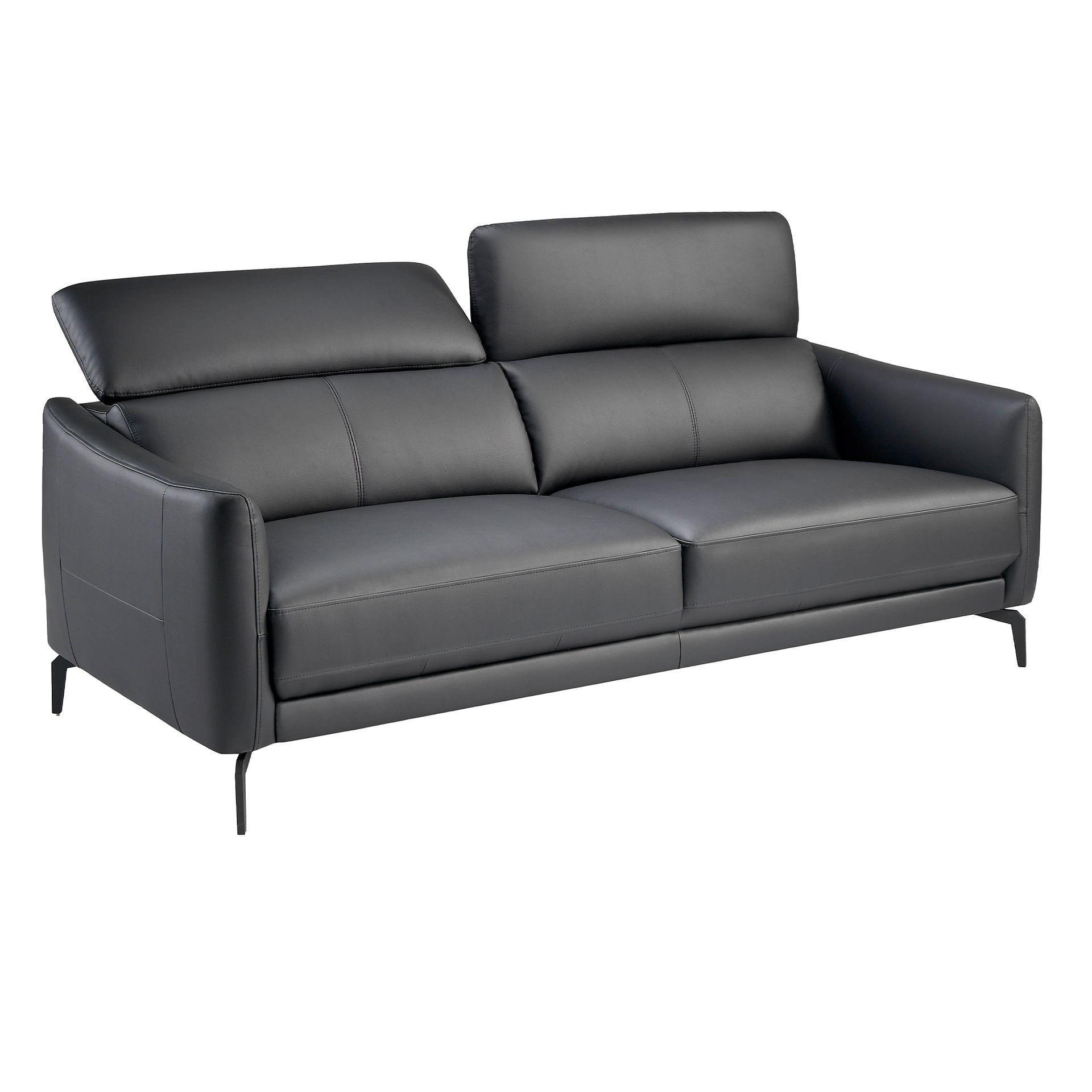 Sofa 3-seater Leather Black 6