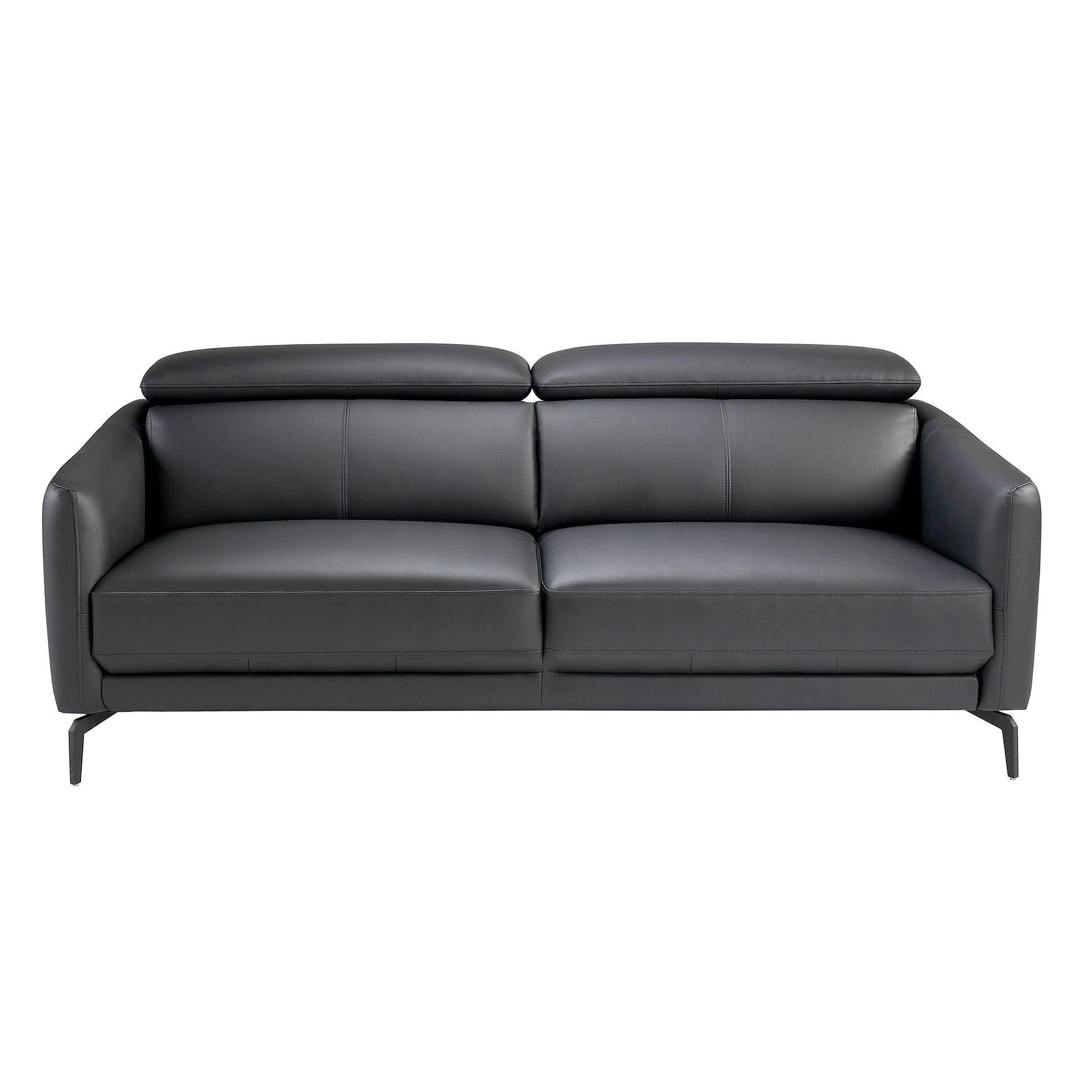 Sofa 2-Sitzer Leder Schwarz 5