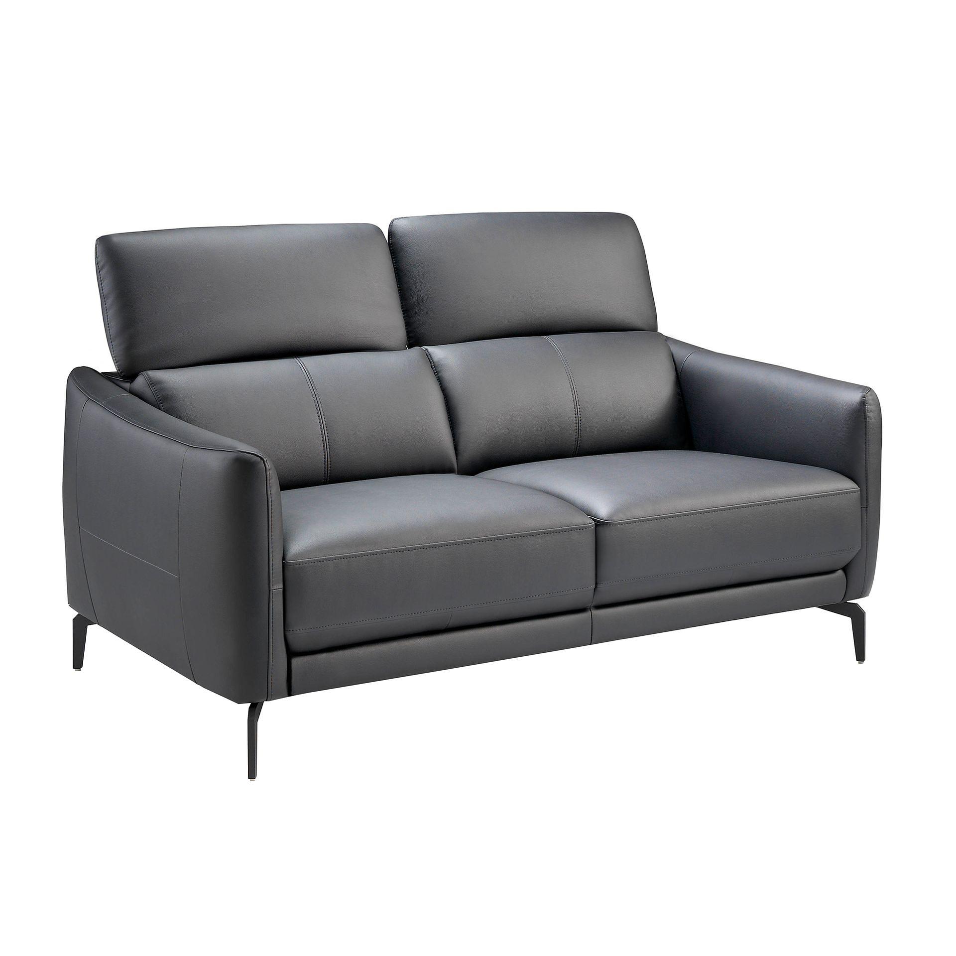 2-seater sofa black leather 6