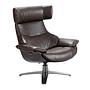 5022 Poltrona girevole con braccioli pelle marrone 0
