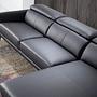 Sofa 4-Sitzer Récamiere Rechts Leder Schwarz 6