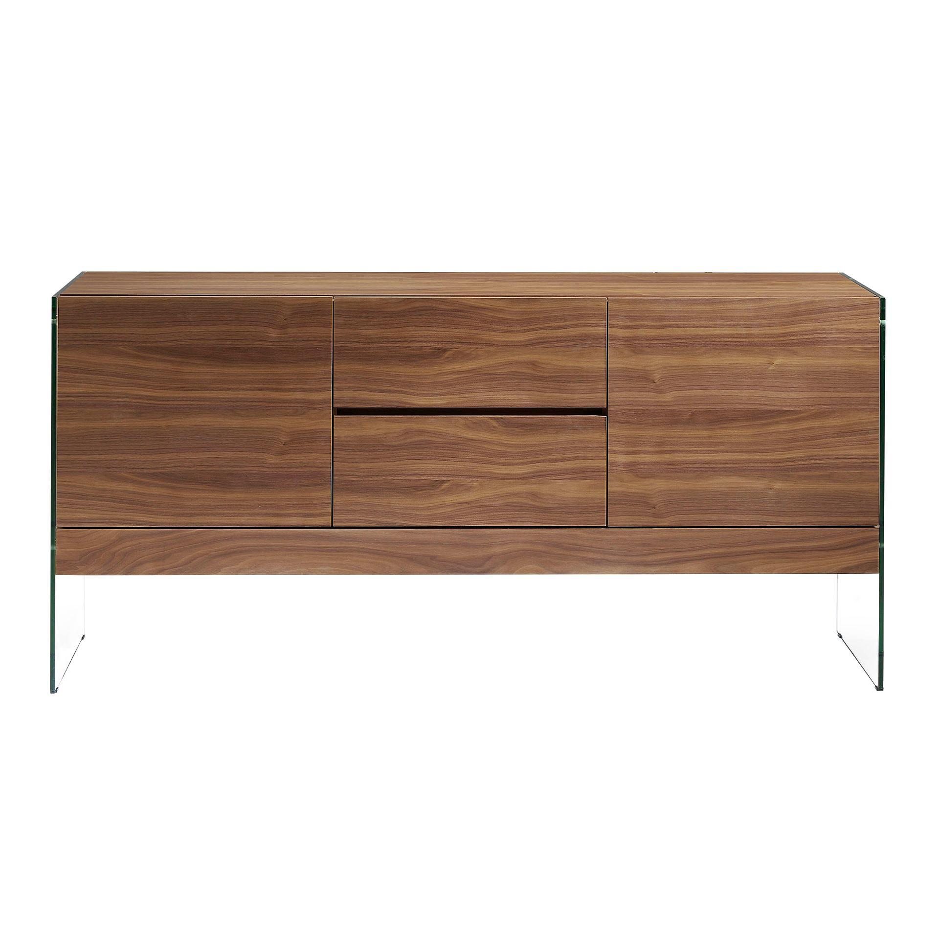 Sideboard Walnut veneer Glass Brown 5