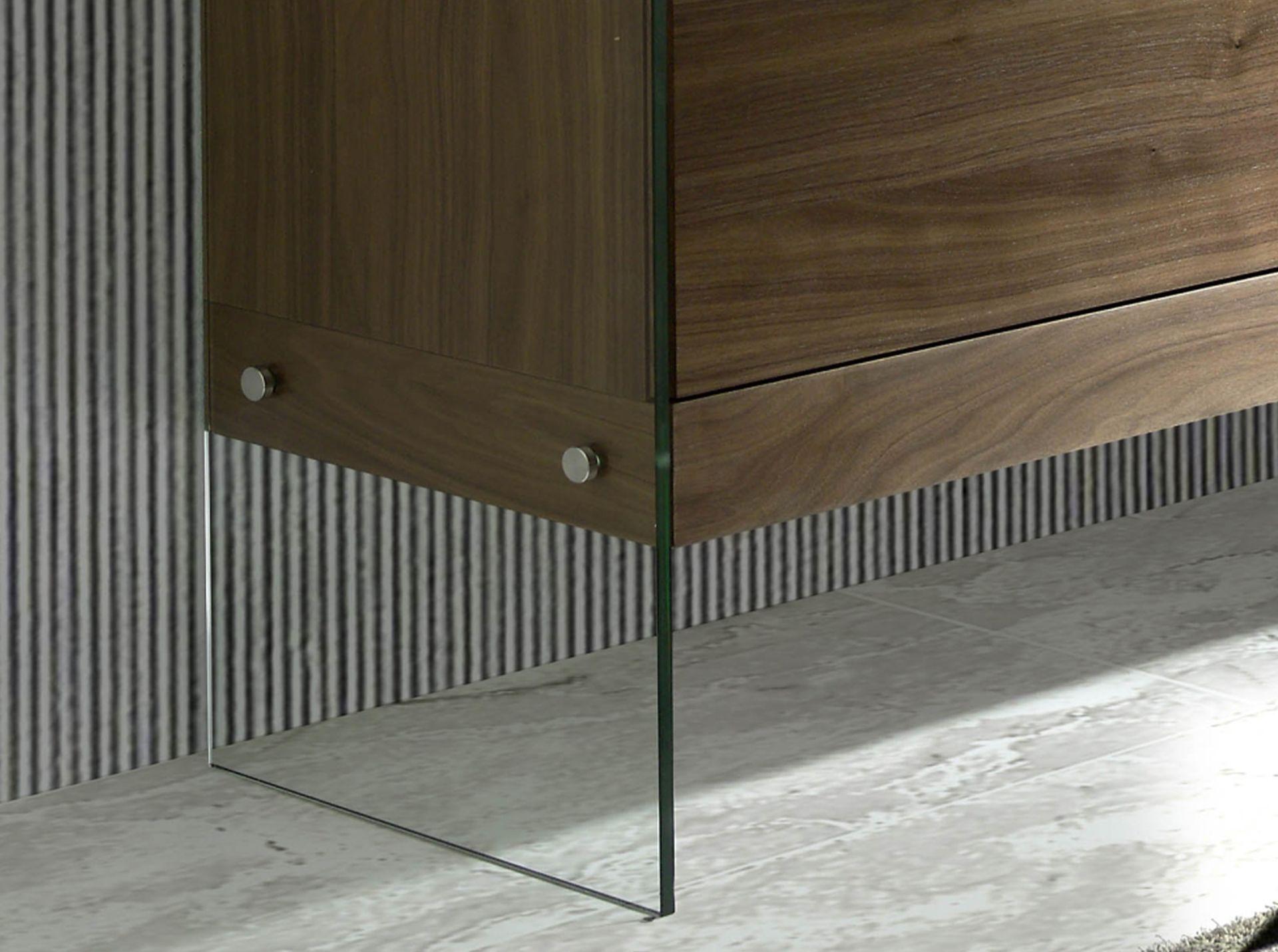 Credenza impiallacciatura di noce vetro marrone 7