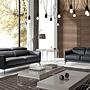 2-seater sofa black leather 2