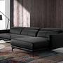 Sofa 4-seater chaise lounge Right Leather Black 1