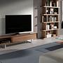 Lowboard walnut veneer stainless steel brown 1