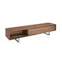 Lowboard walnut veneer stainless steel brown 0