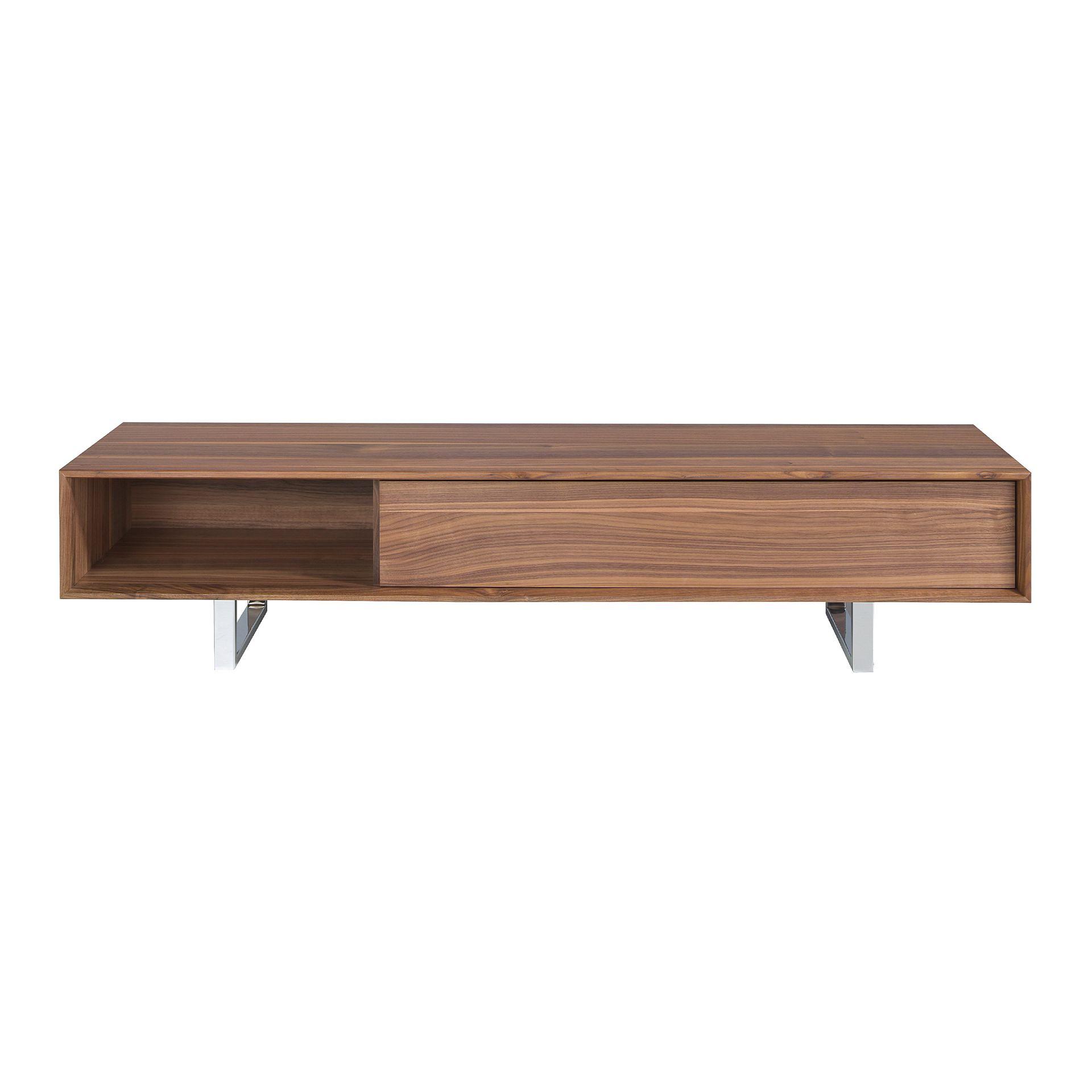 Lowboard walnut veneer stainless steel brown 5