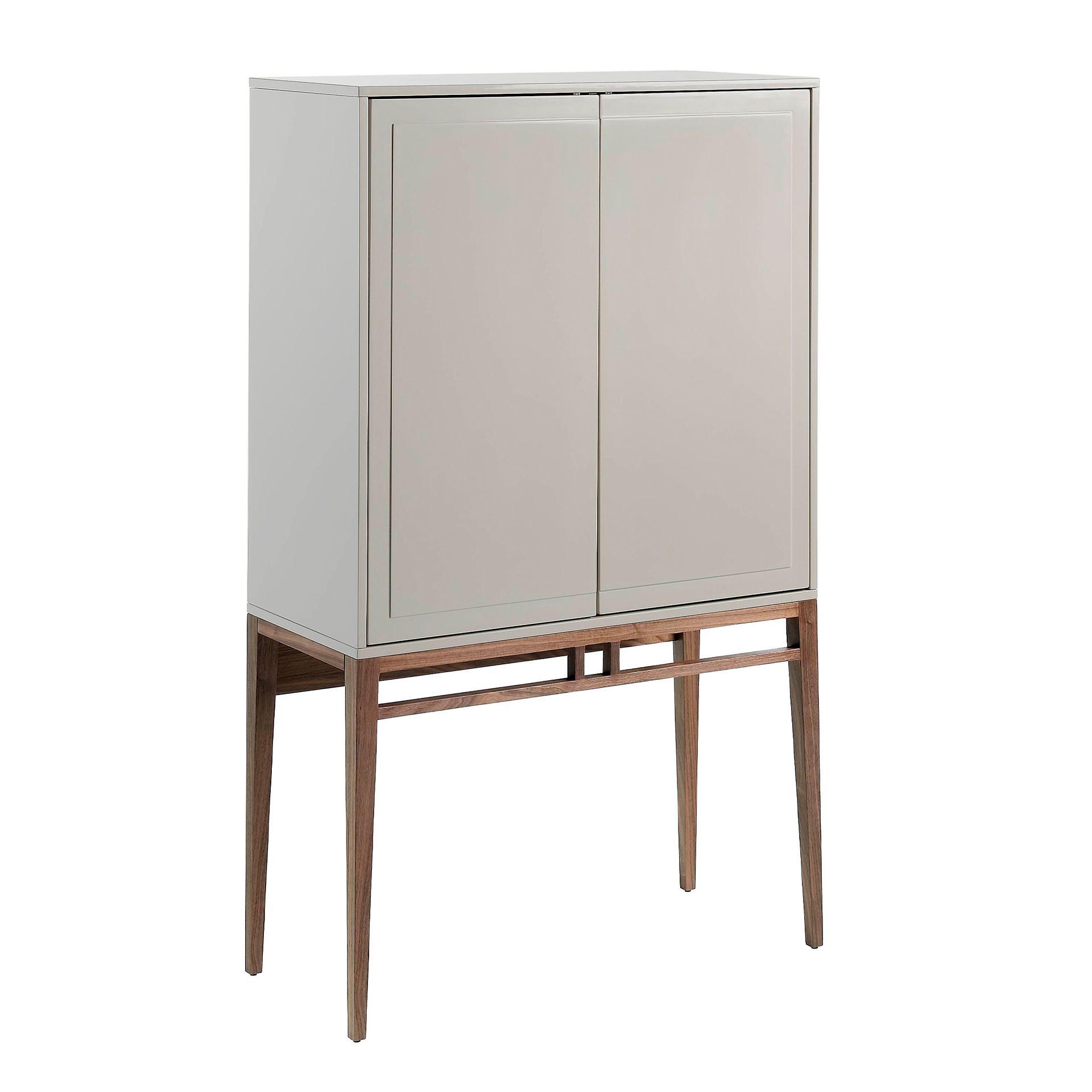 Hohes Sideboard Walnussfurnier Creme 0