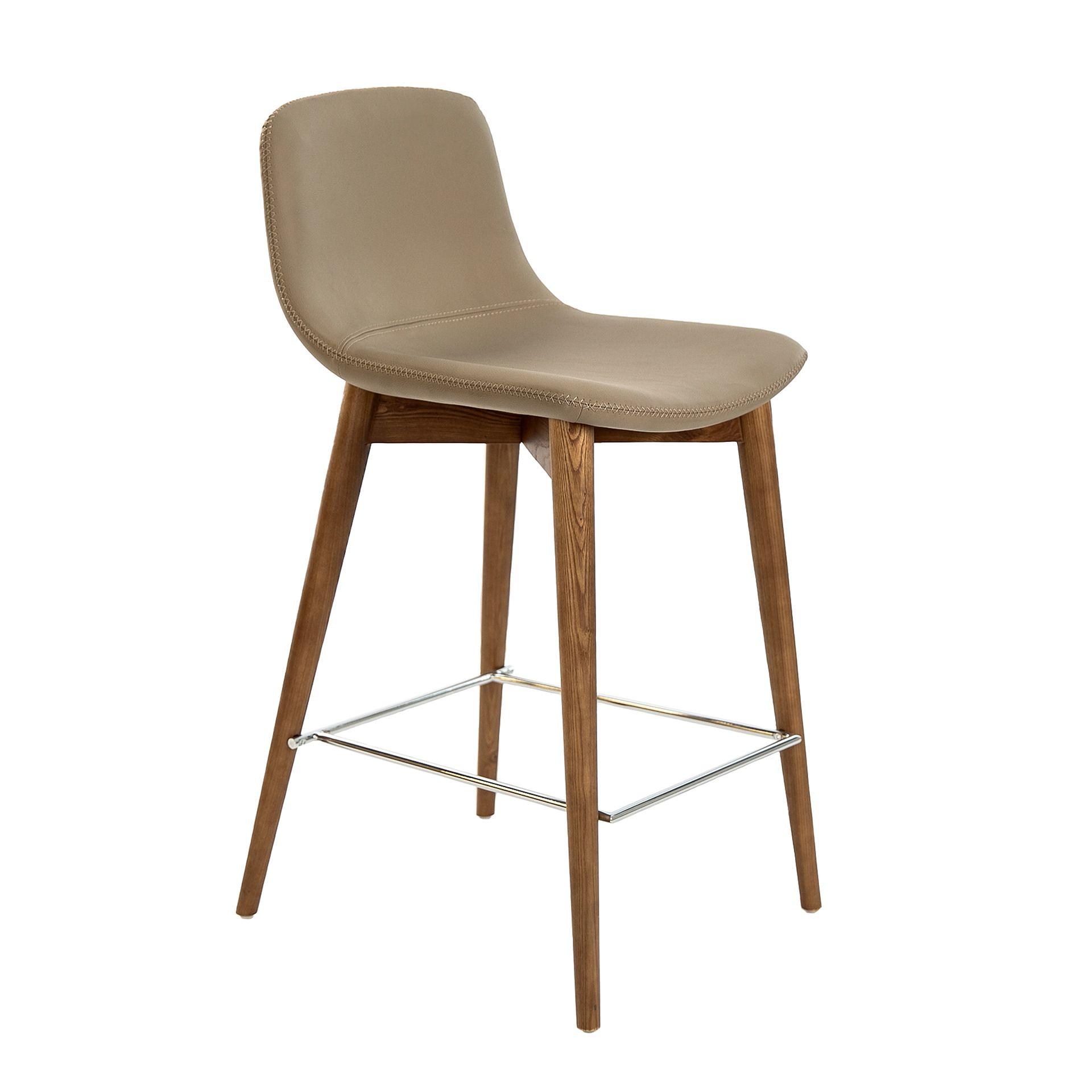 Bar stool faux leather wood grey 0
