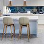 Bar stool faux leather wood grey 1