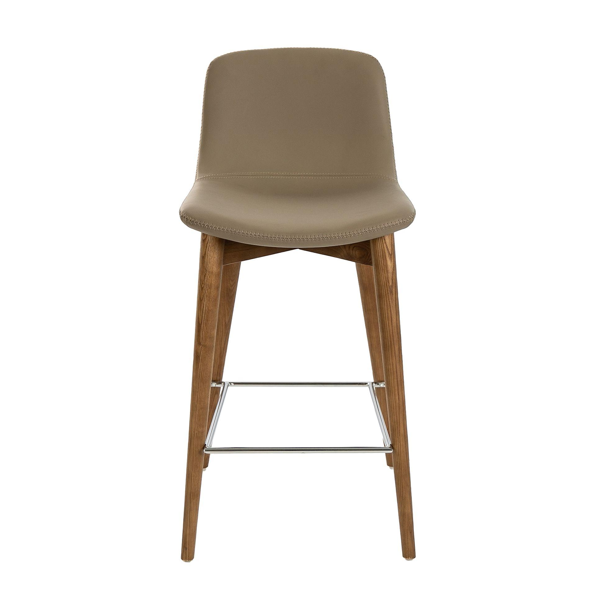 Bar stool faux leather wood grey 4