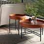 Coffee table walnut veneer faux leather brown Ø 62cm 5