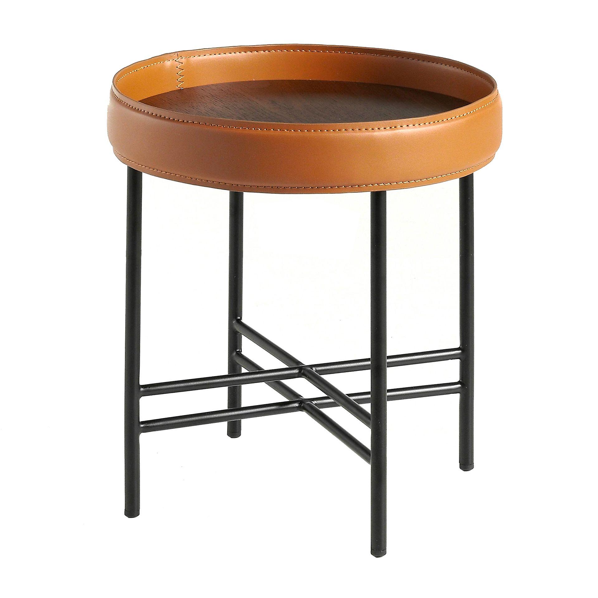 Side Table Leather Brown 0