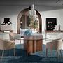 Console table walnut veneer stainless steel brown 4