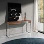 Console table walnut veneer stainless steel brown 6
