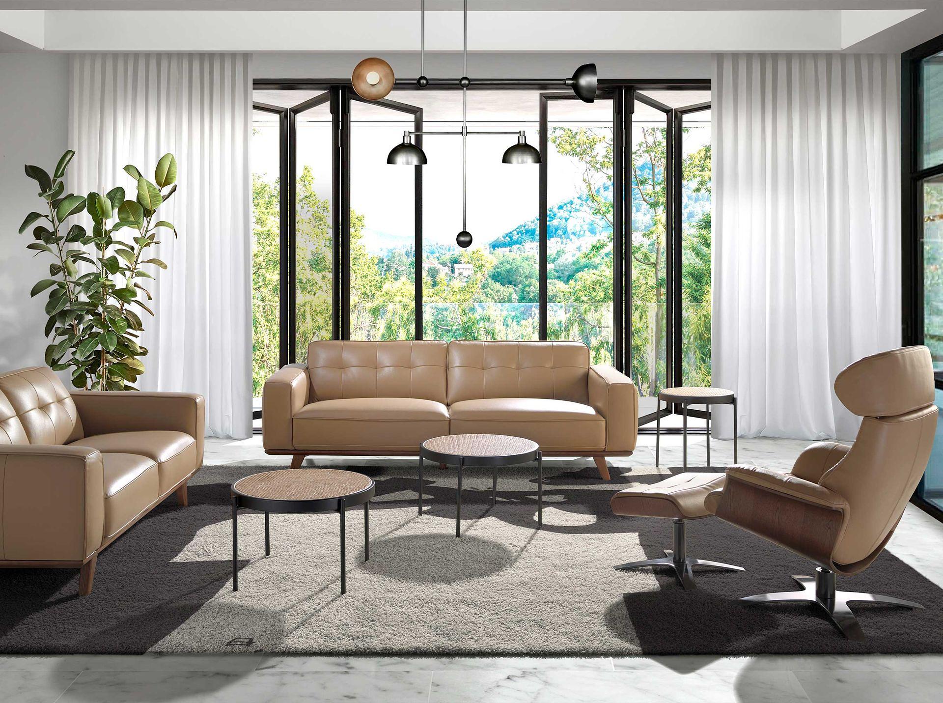 2109 Couchtisch Wiener Geflecht Edelstahl Braun 2