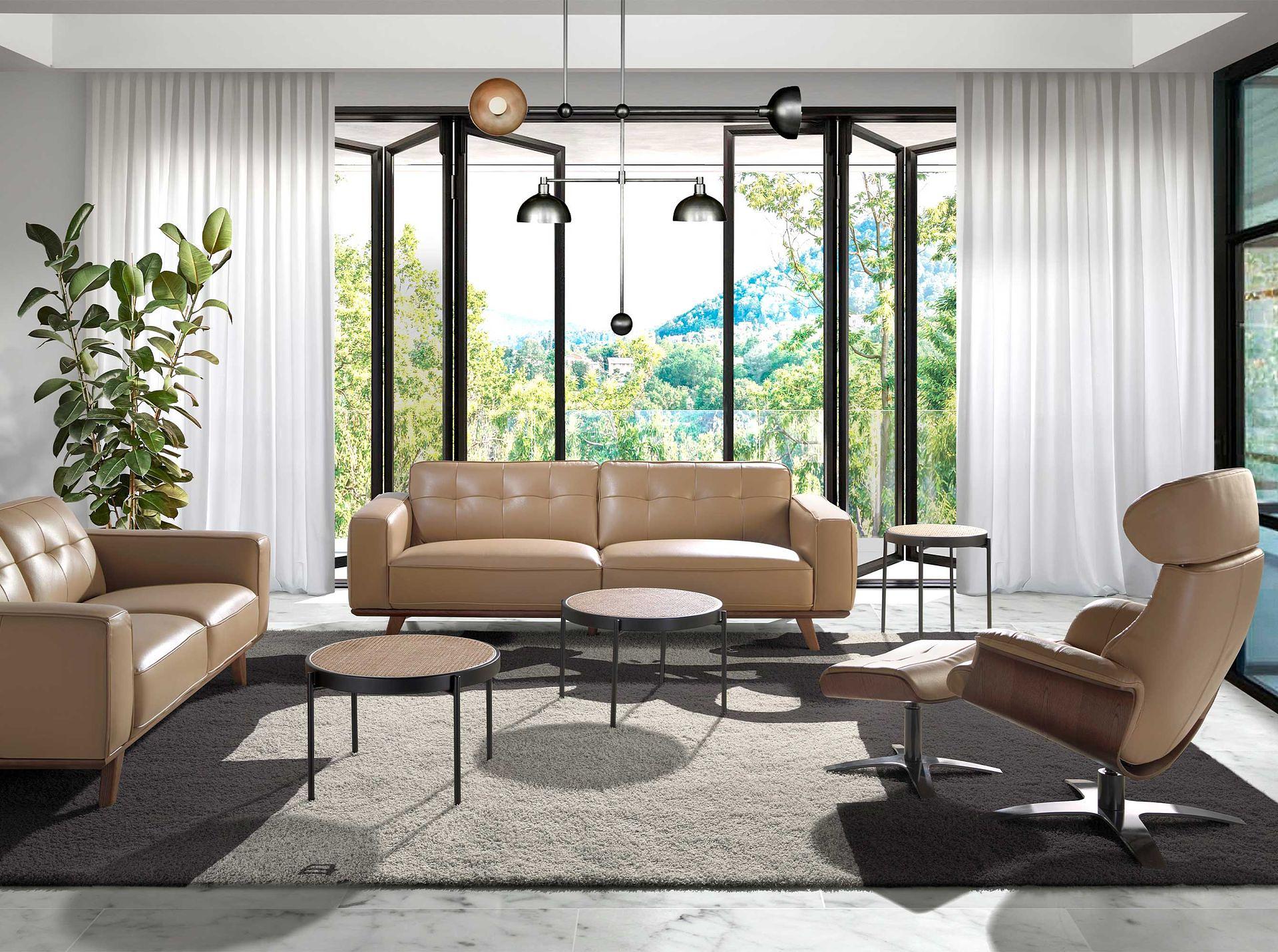 2111 Couchtisch Rattan Edelstahl Braun 2