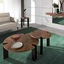 2113 Coffee table walnut veneer stainless steel brown Ø 90cm 1