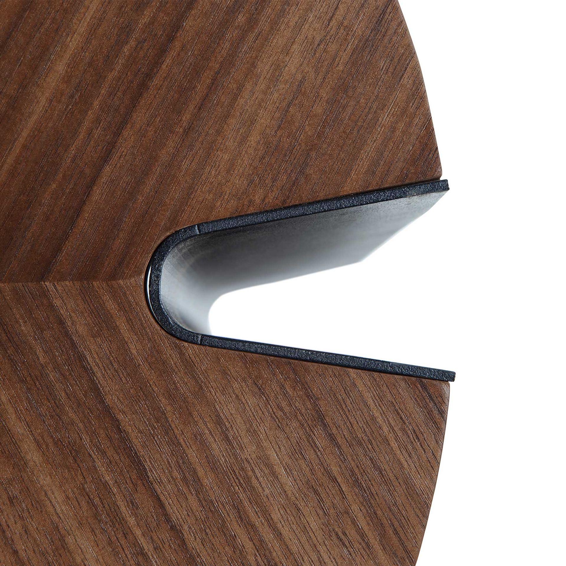2113 Coffee table walnut veneer stainless steel brown Ø 90cm 4
