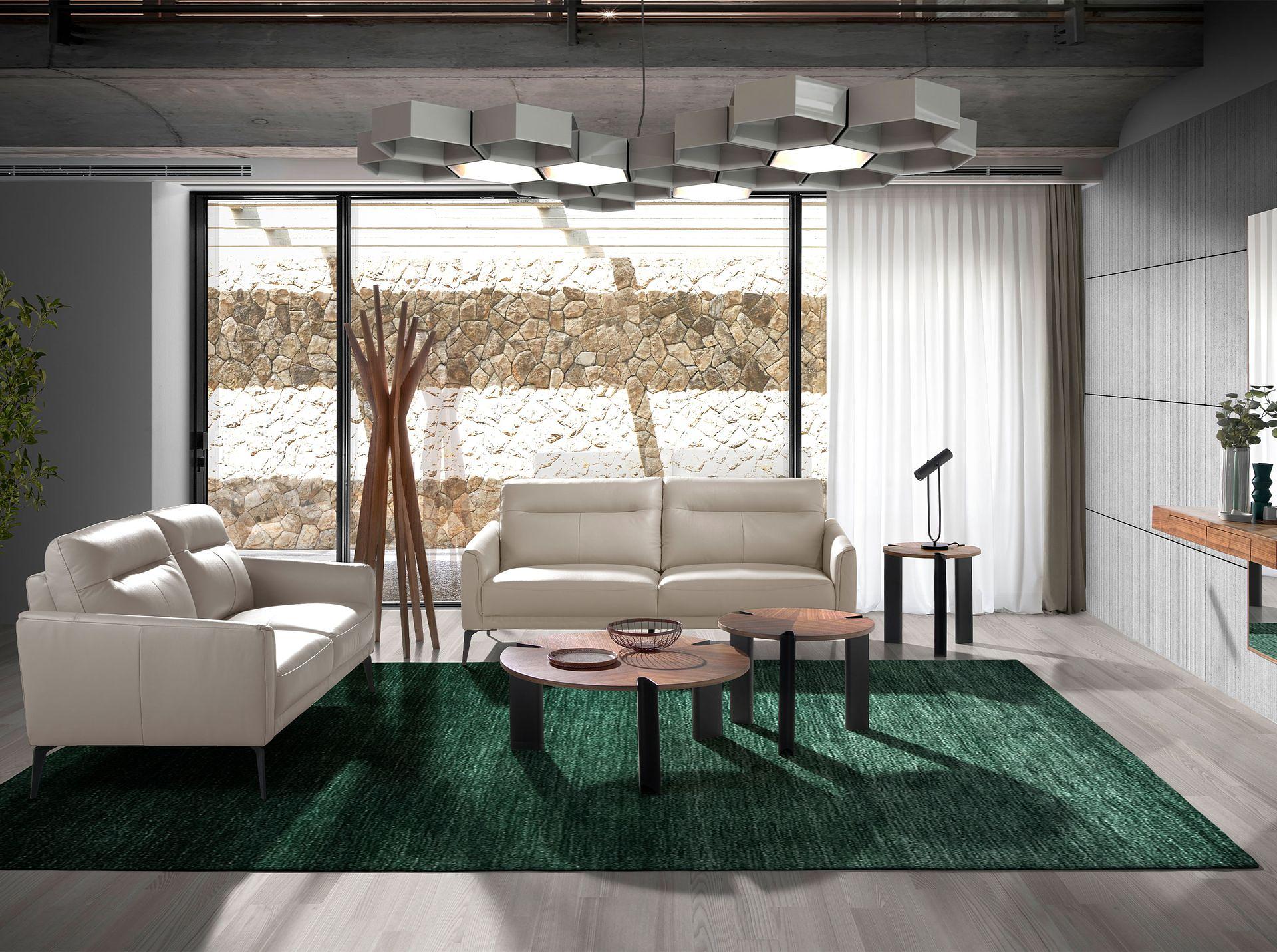 2113 Couchtisch Walnussfurnier Edelstahl Braun Ø 90cm 2