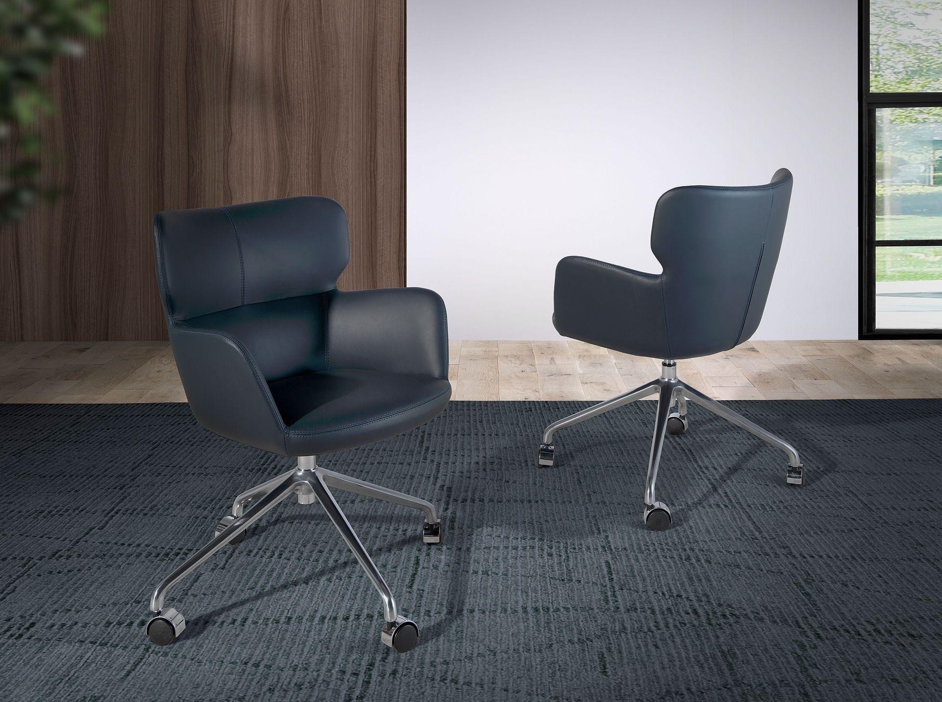 4110 Sedia da ufficio Girevole Ecopelle Acciaio inox Blu 1