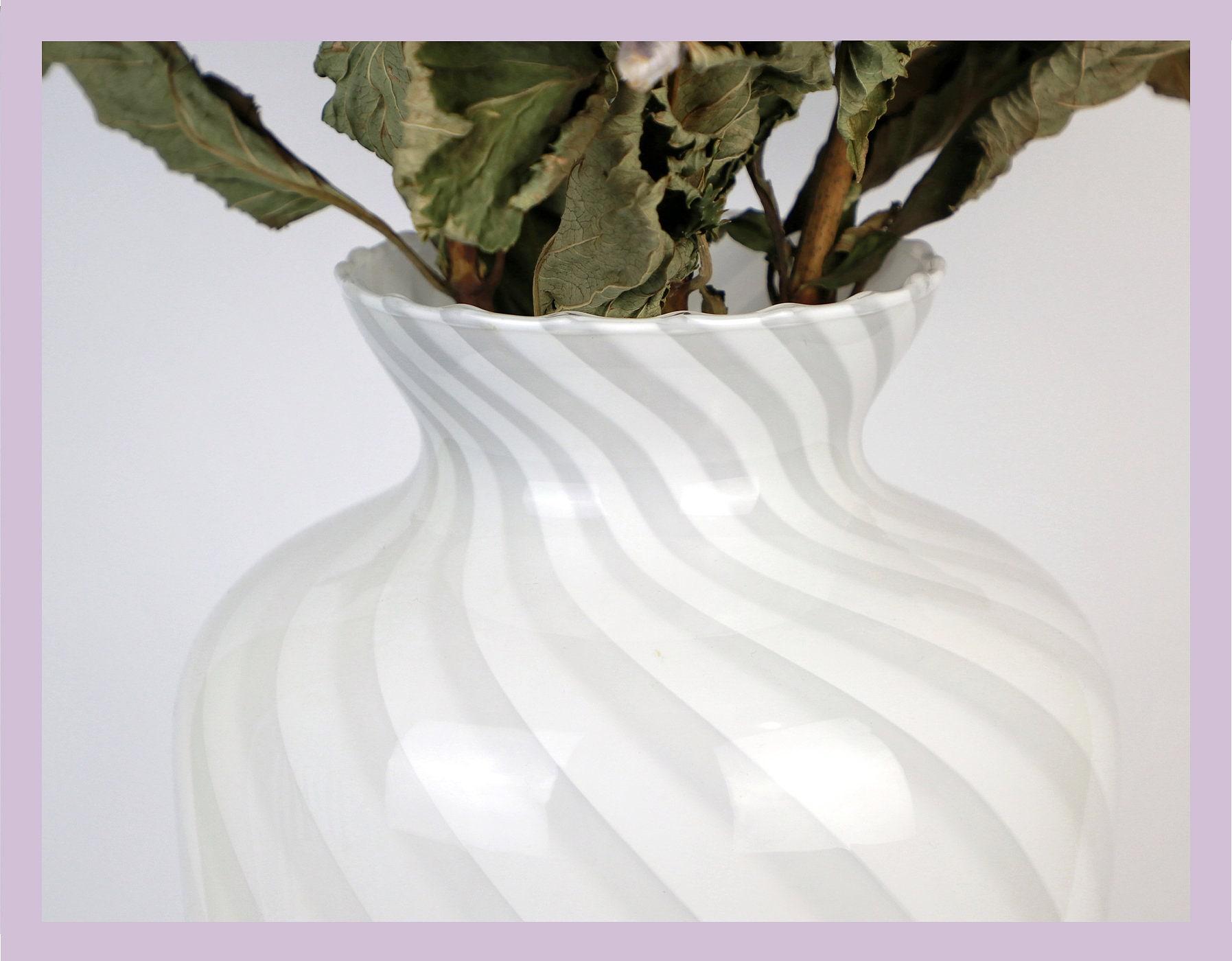 Vintage Swirl Vase Muranoglas Weiß 1950er Jahre 1