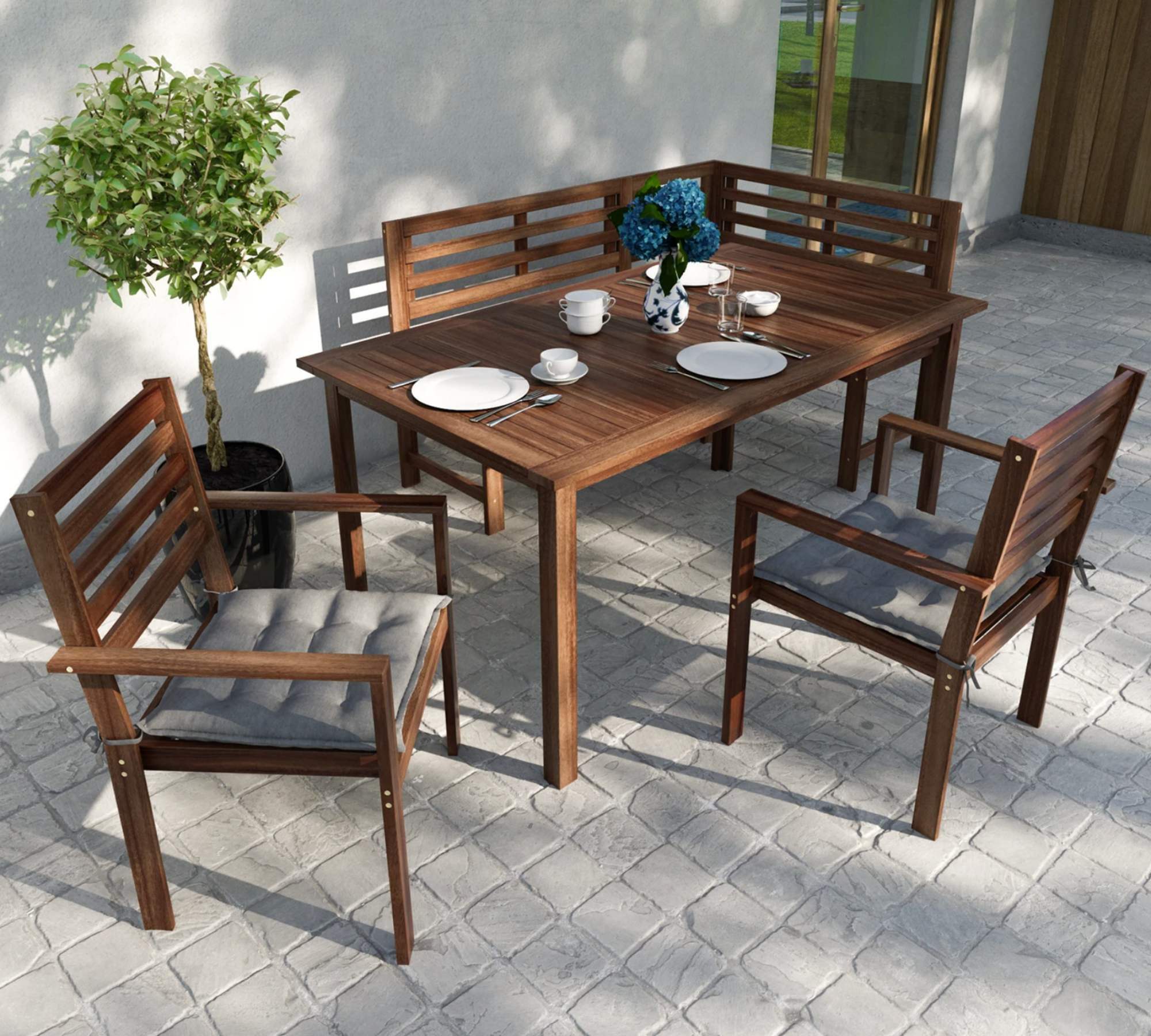 4x Sitzkissen für Gartenstuhl Grau 3