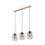 Pendant lamp 3-flame Rubber tree wood Metal 1