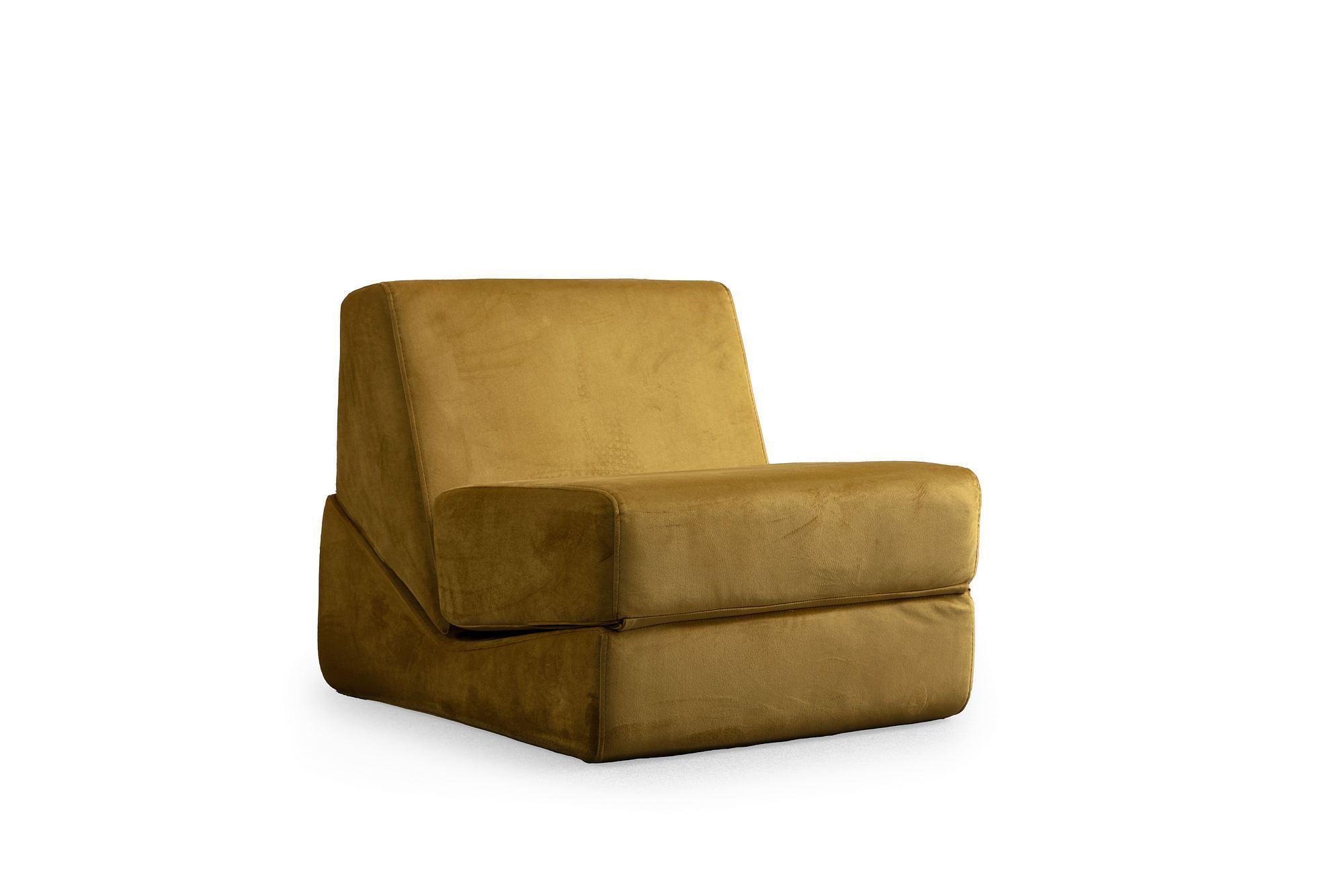 Origami armchair chaise longue convertible mustard yellow 3