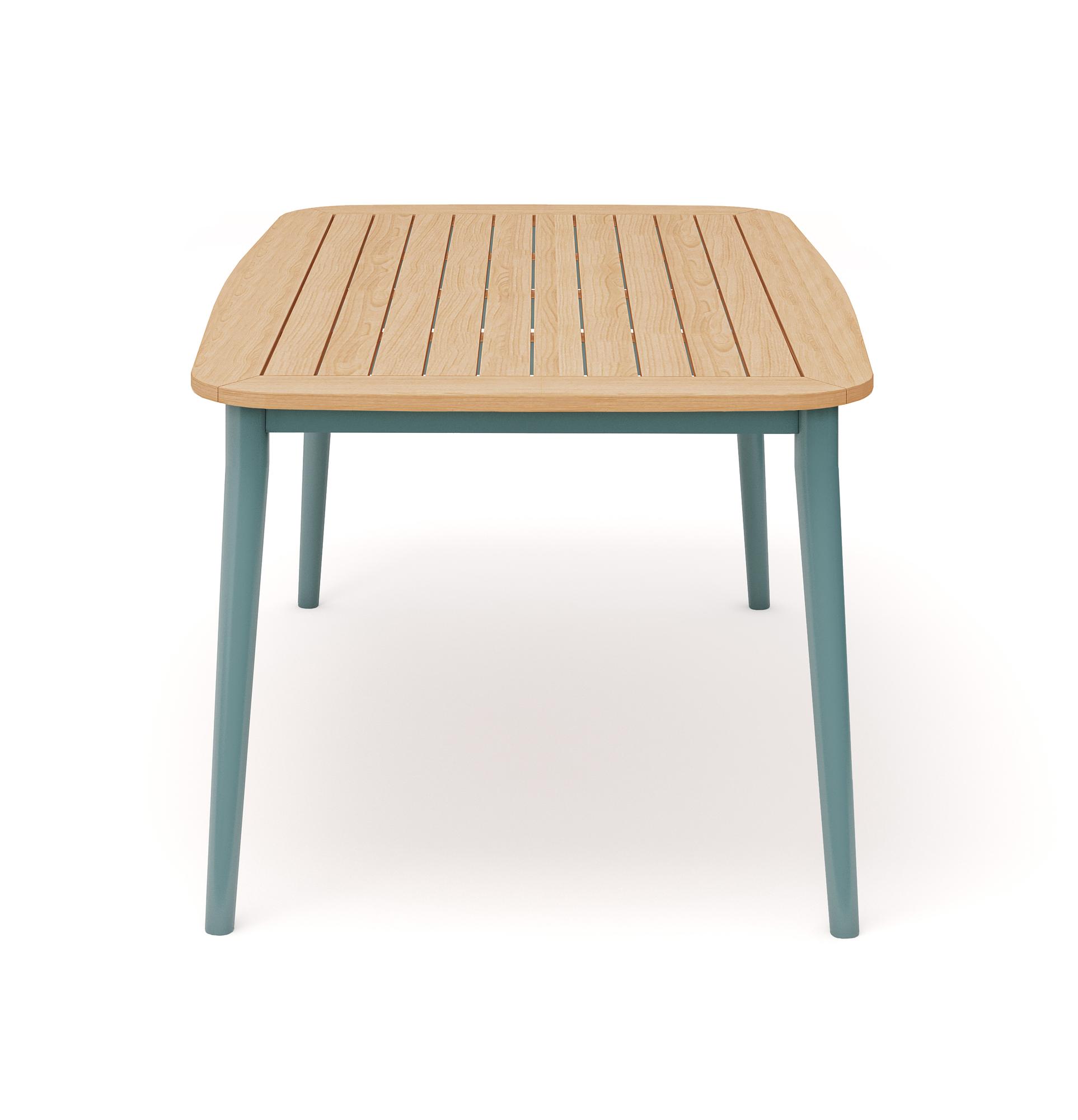 Charlie Tisch Teak-Platte Aluminium Petrol 170 x 100 cm 2