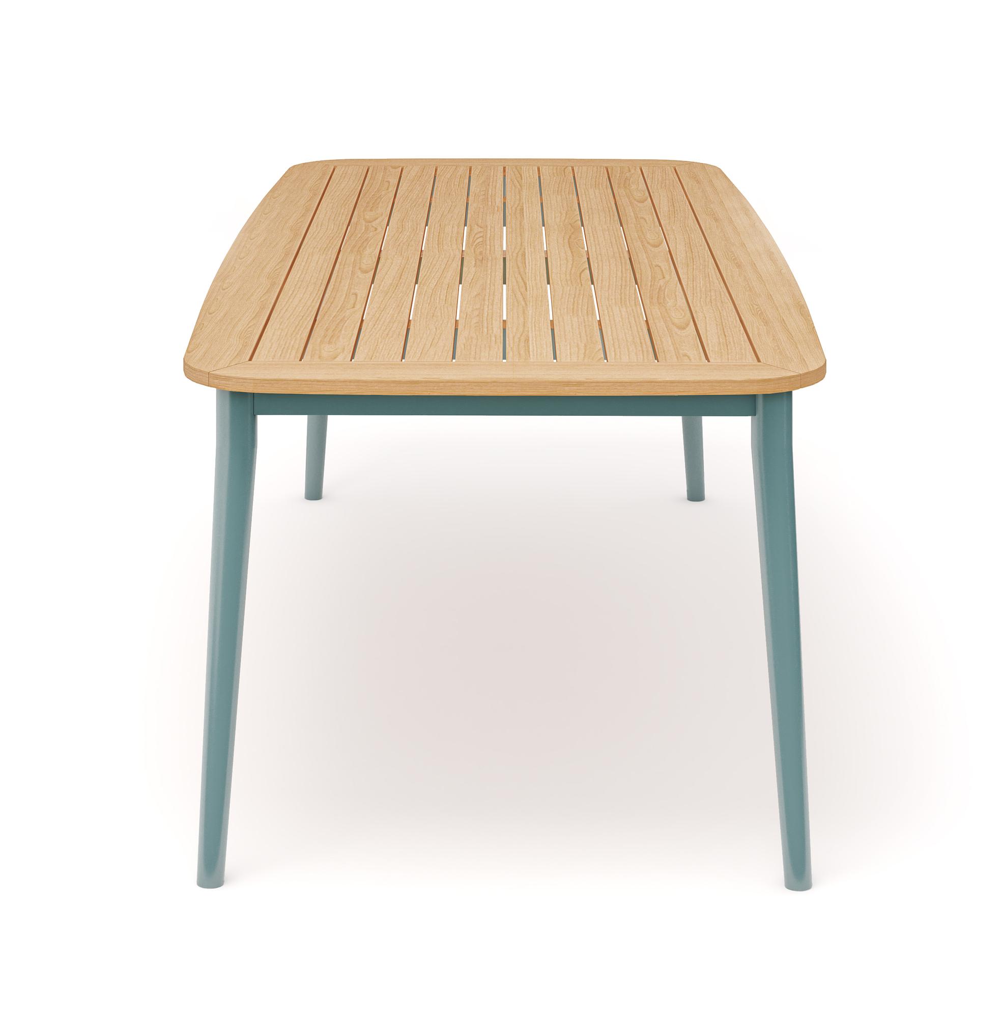 Charlie Tisch Teak-Platte Aluminium Petrol 230 x 100 cm 1