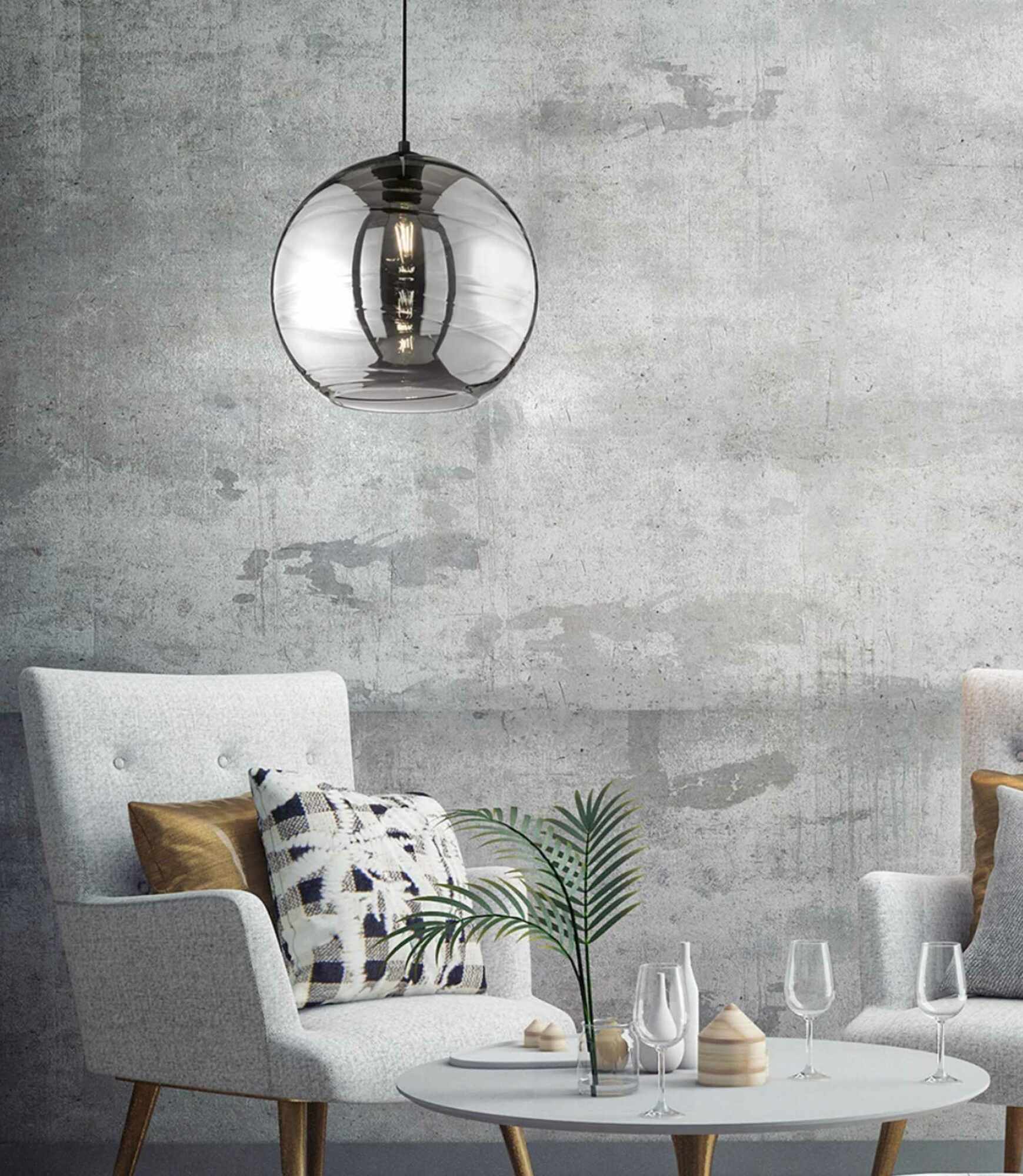 Pendant lamp Opie II 1-light smoked glass metal 3