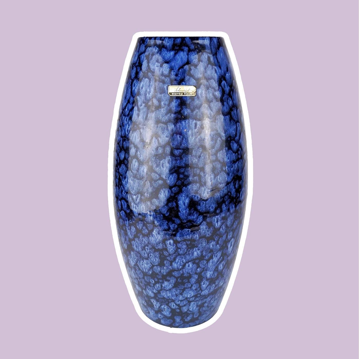 Vintage Vase Ceramic Blue 1970s 1