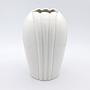 Vintage Muschel Blumenvase Keramik Weiß 1980er Jahre 3