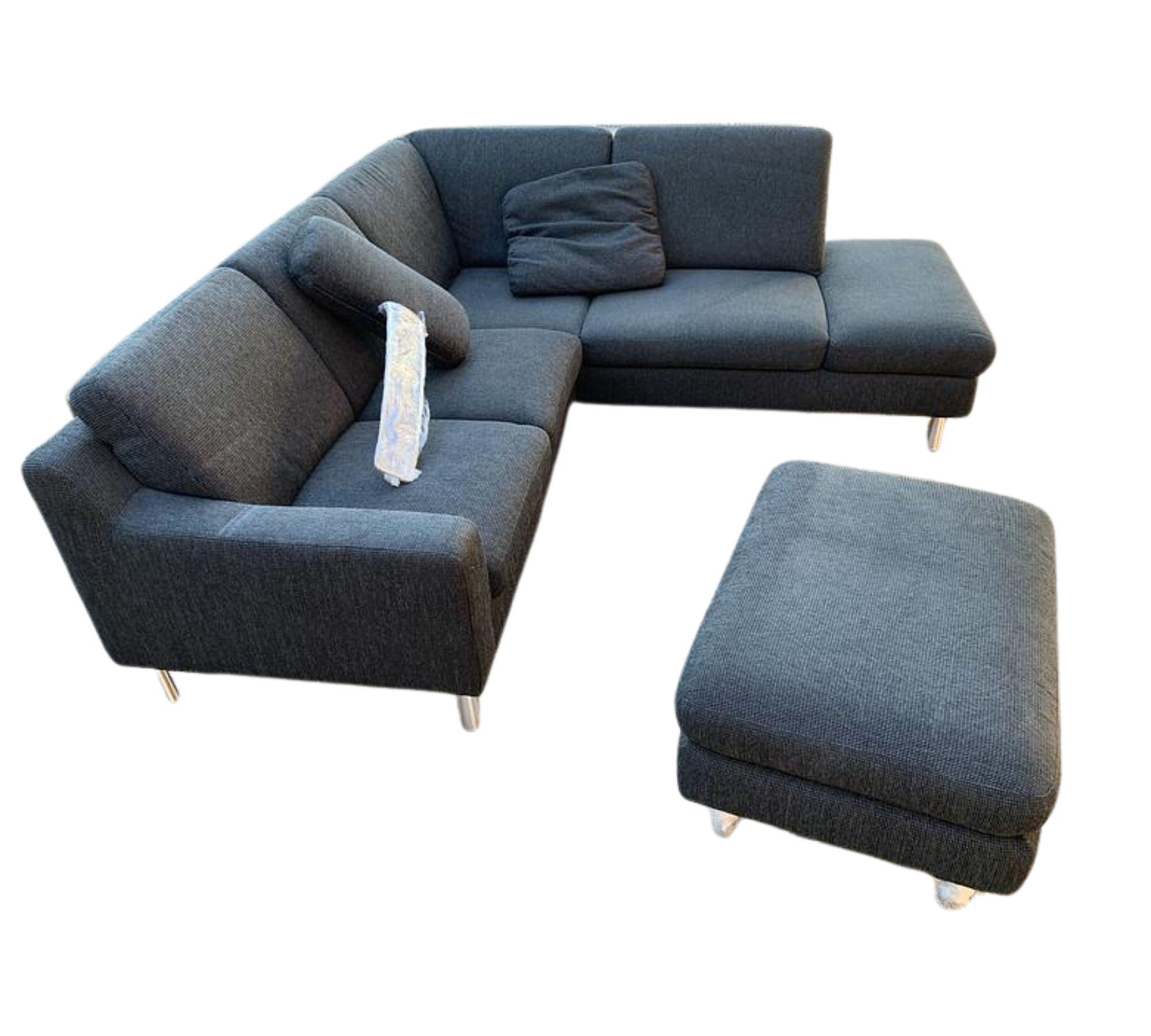 Ecksofa mit Hocker Dunkelgrau 0