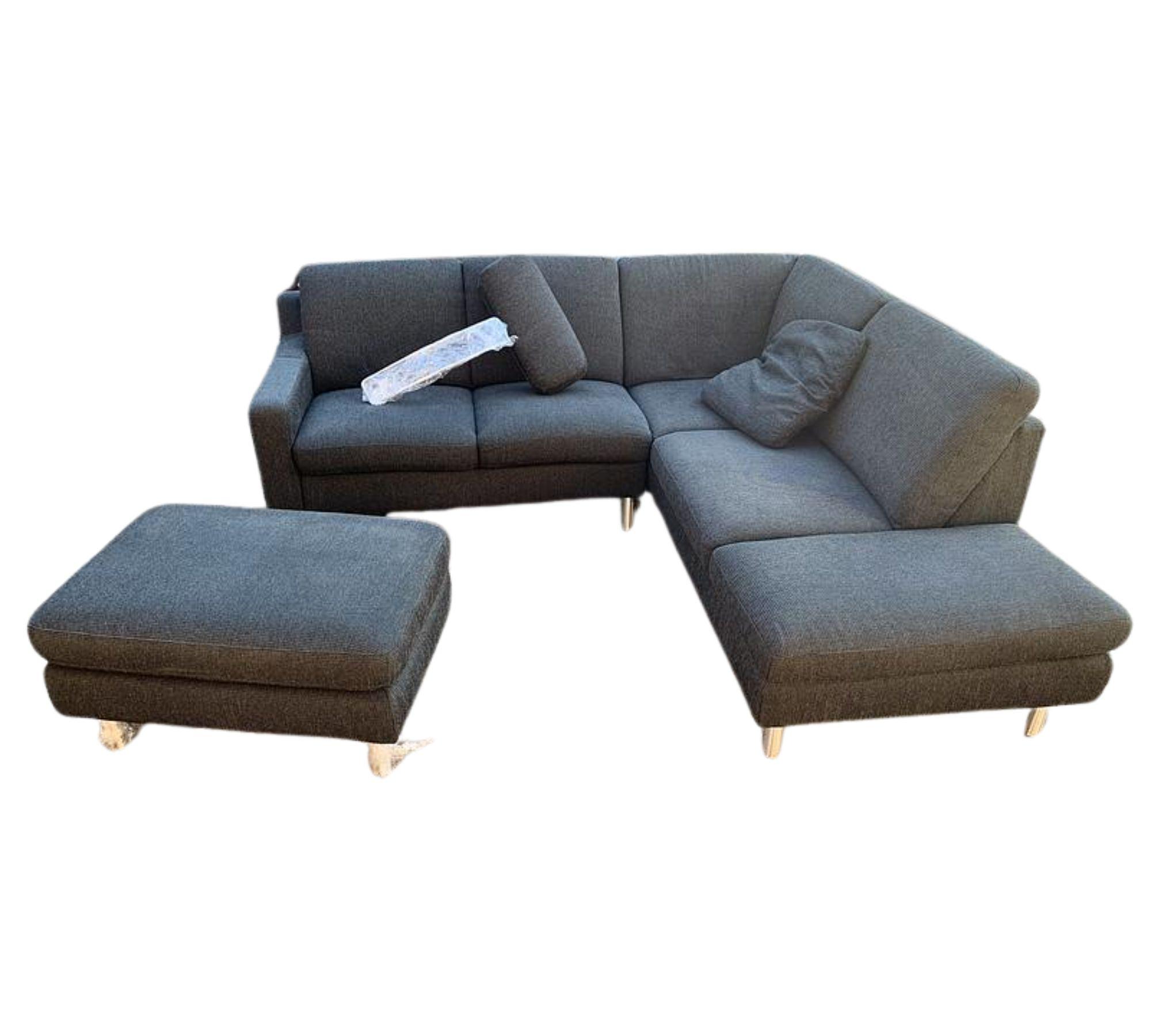 Ecksofa mit Hocker Dunkelgrau 1