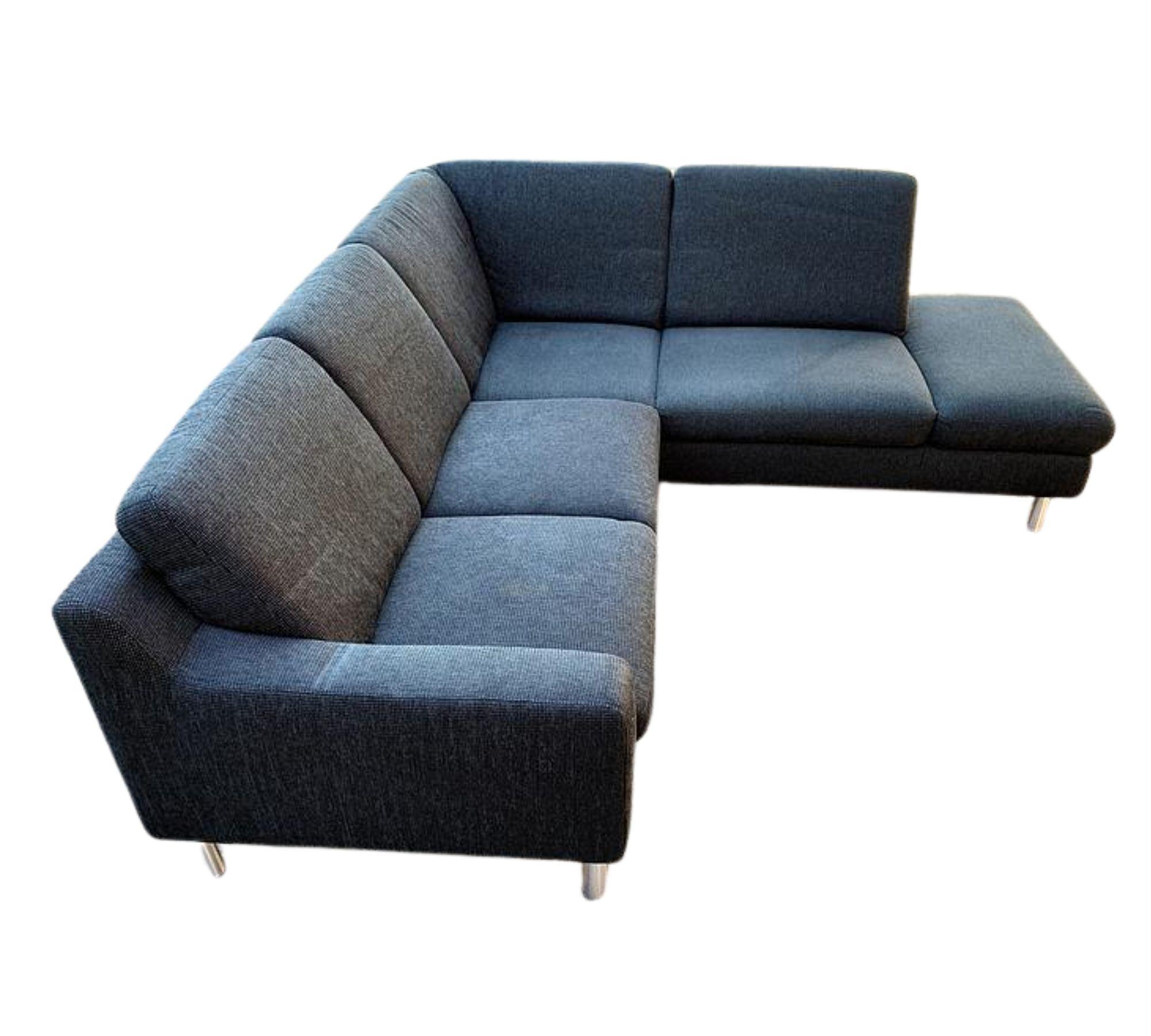 Ecksofa mit Hocker Dunkelgrau 3