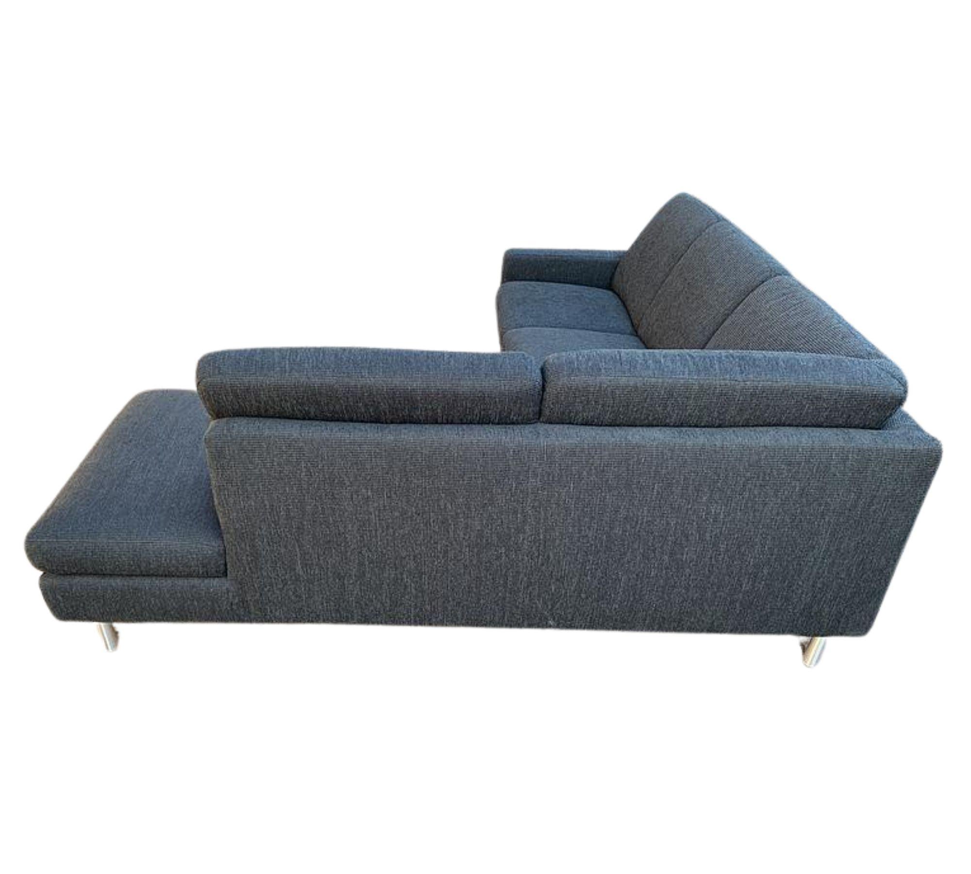 Ecksofa mit Hocker Dunkelgrau 5