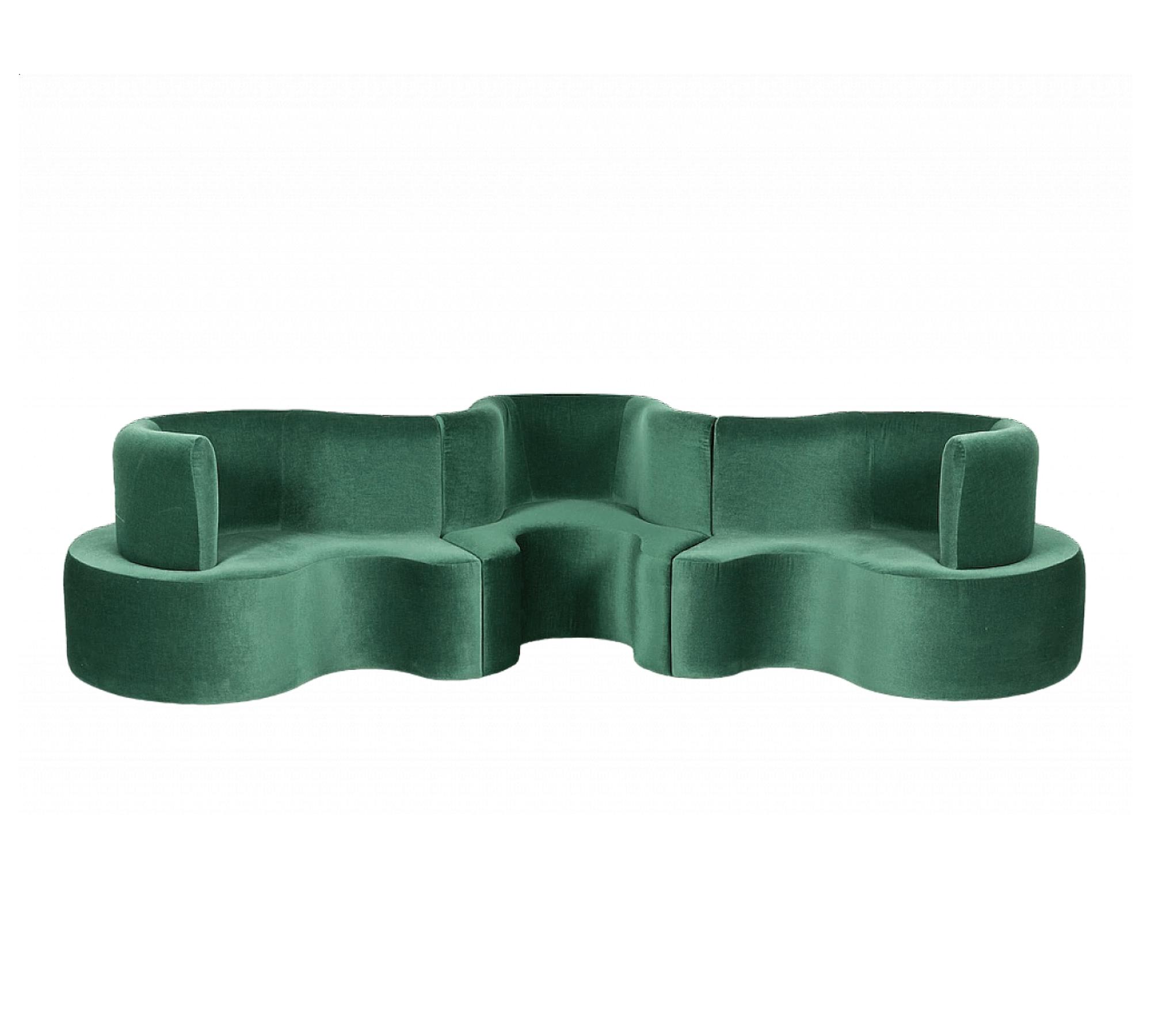 Verner Panton Cloverleaf Sofamodul Links Dunkelgrün 2