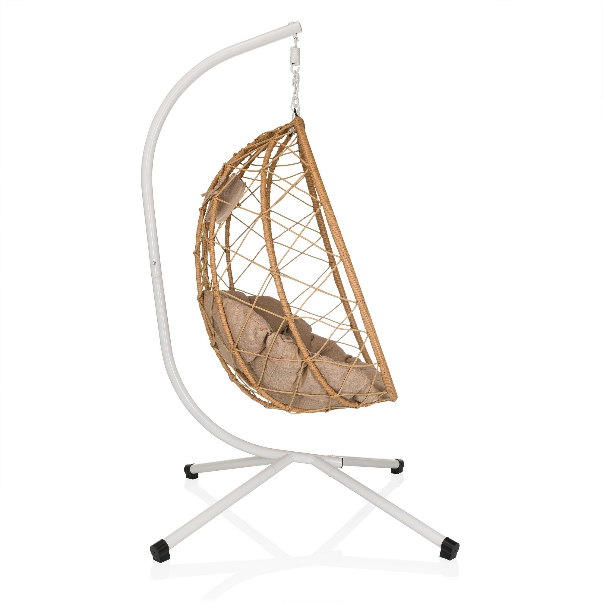 Cocova Hängesessel mit Gestell & Kissen Beige 3