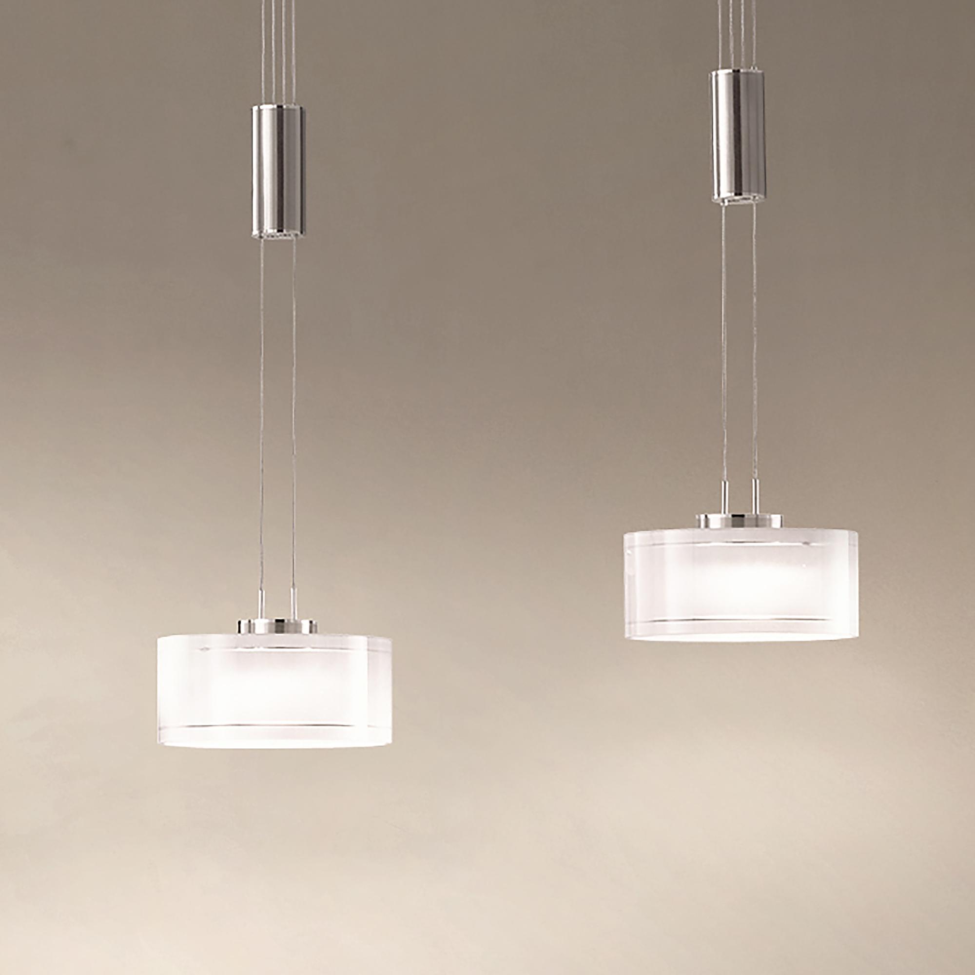 LED-Pendelleuchte Lavin Eisen Opalglas Weiß 0
