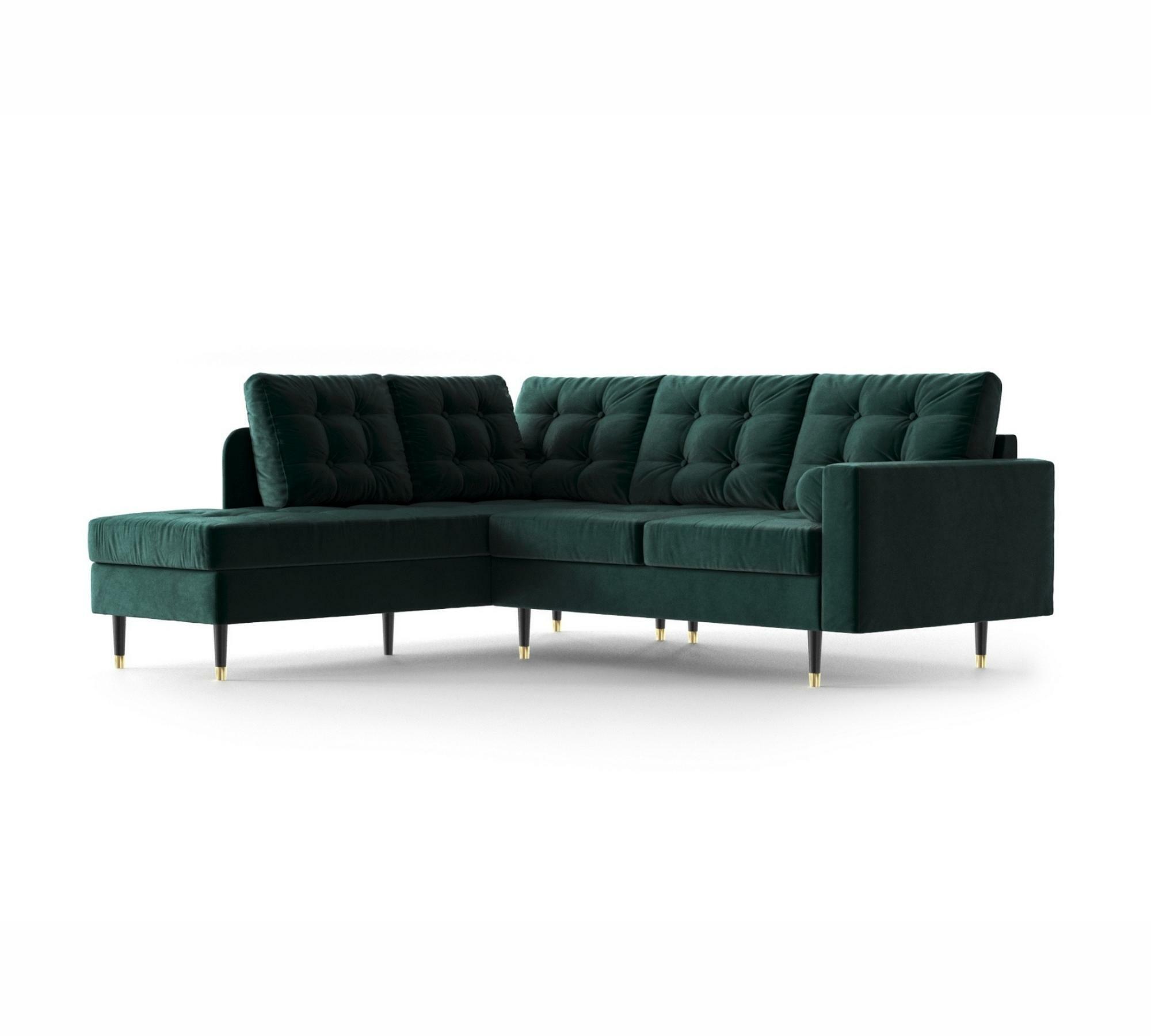 3-Sitzer Ecksofa Aldo Récamiere Links Samt Smaragd 1