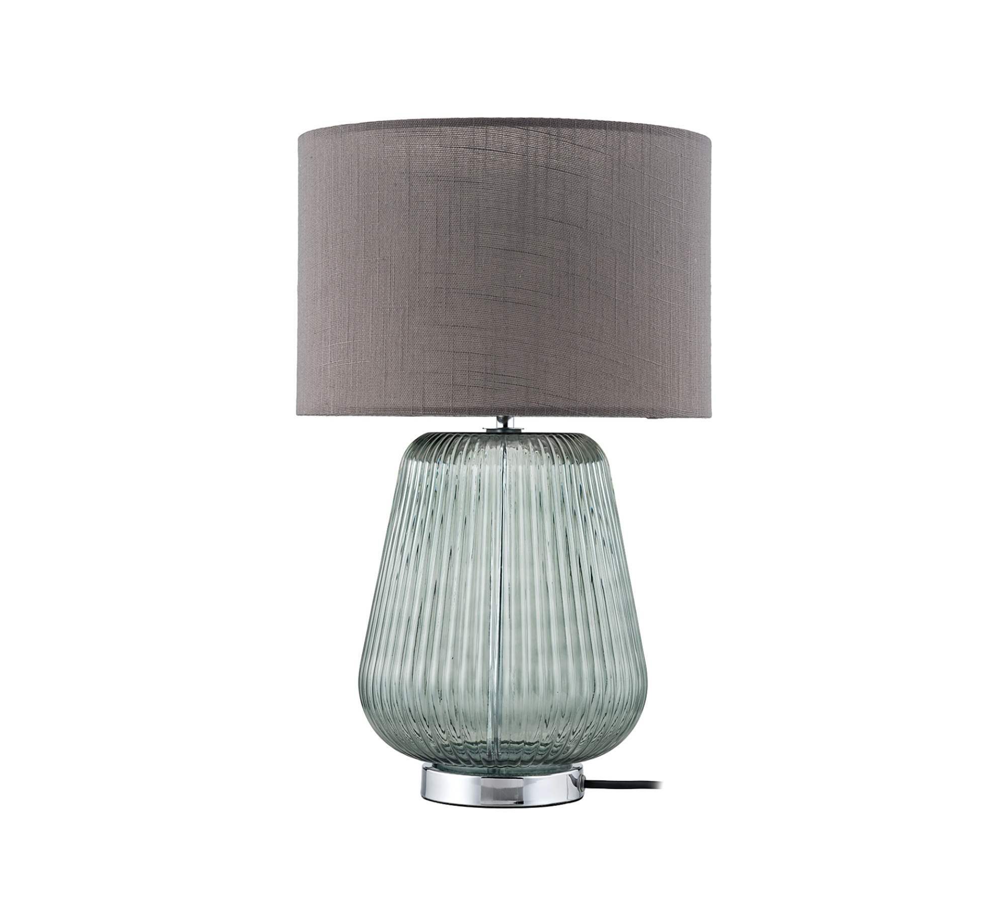 1-Flaming Table Lamp Linen Glass Grey 0
