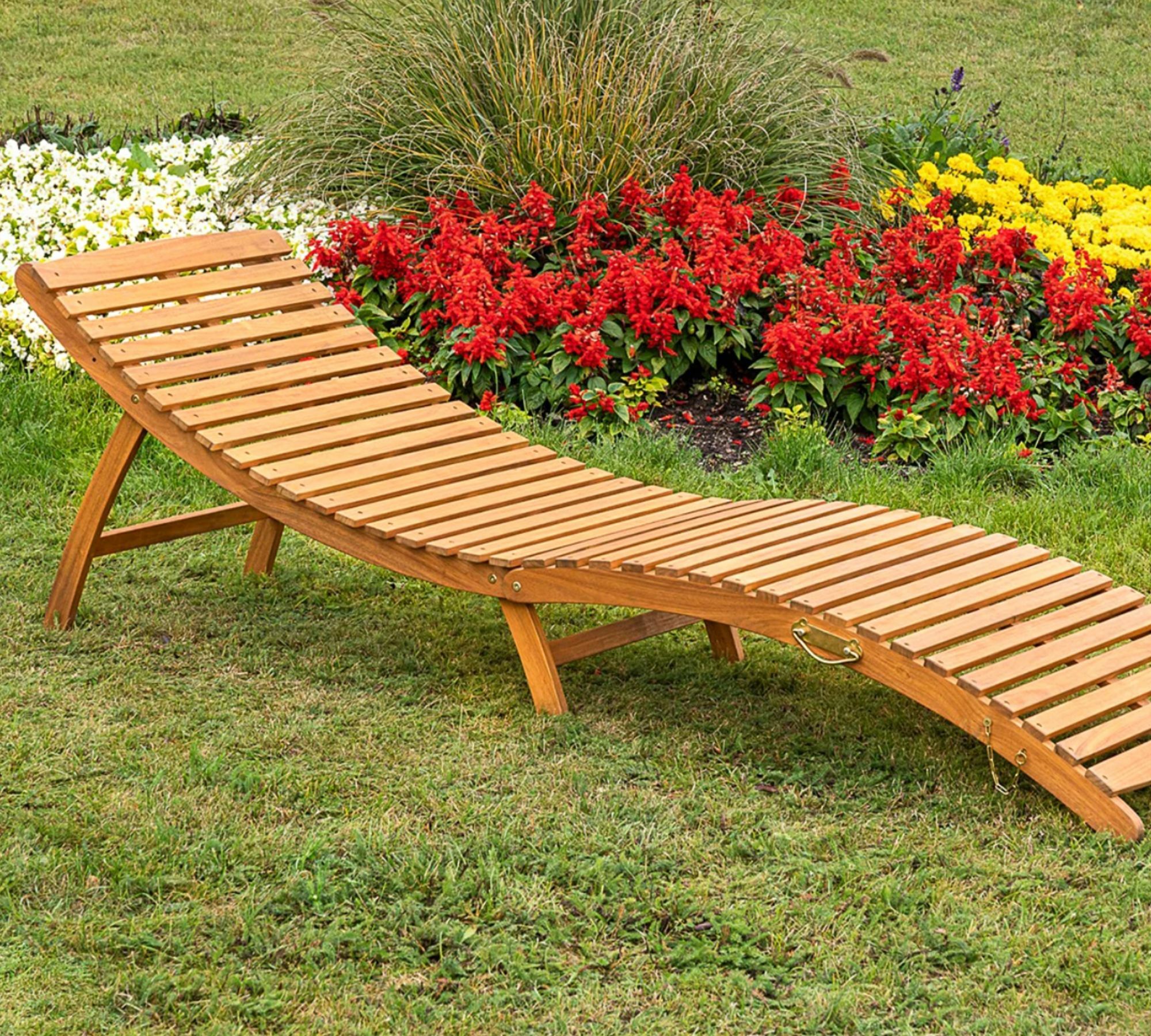 Gartenliege Akazie massiv Grau 3