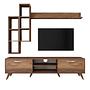 M16 TV cabinet set with wall shelves in walnut effect 0