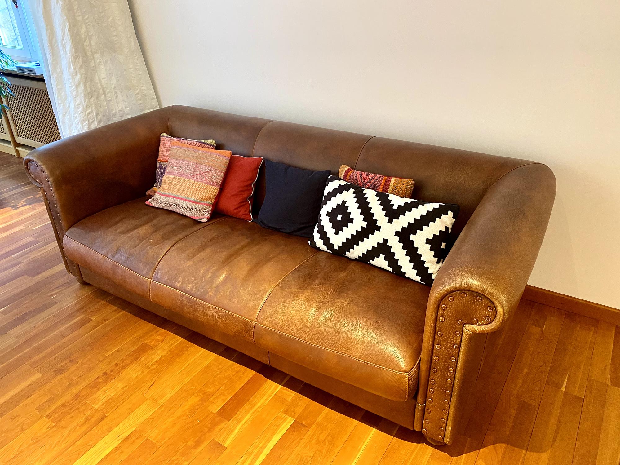 Alfred 3-seater sofa leather brown 0