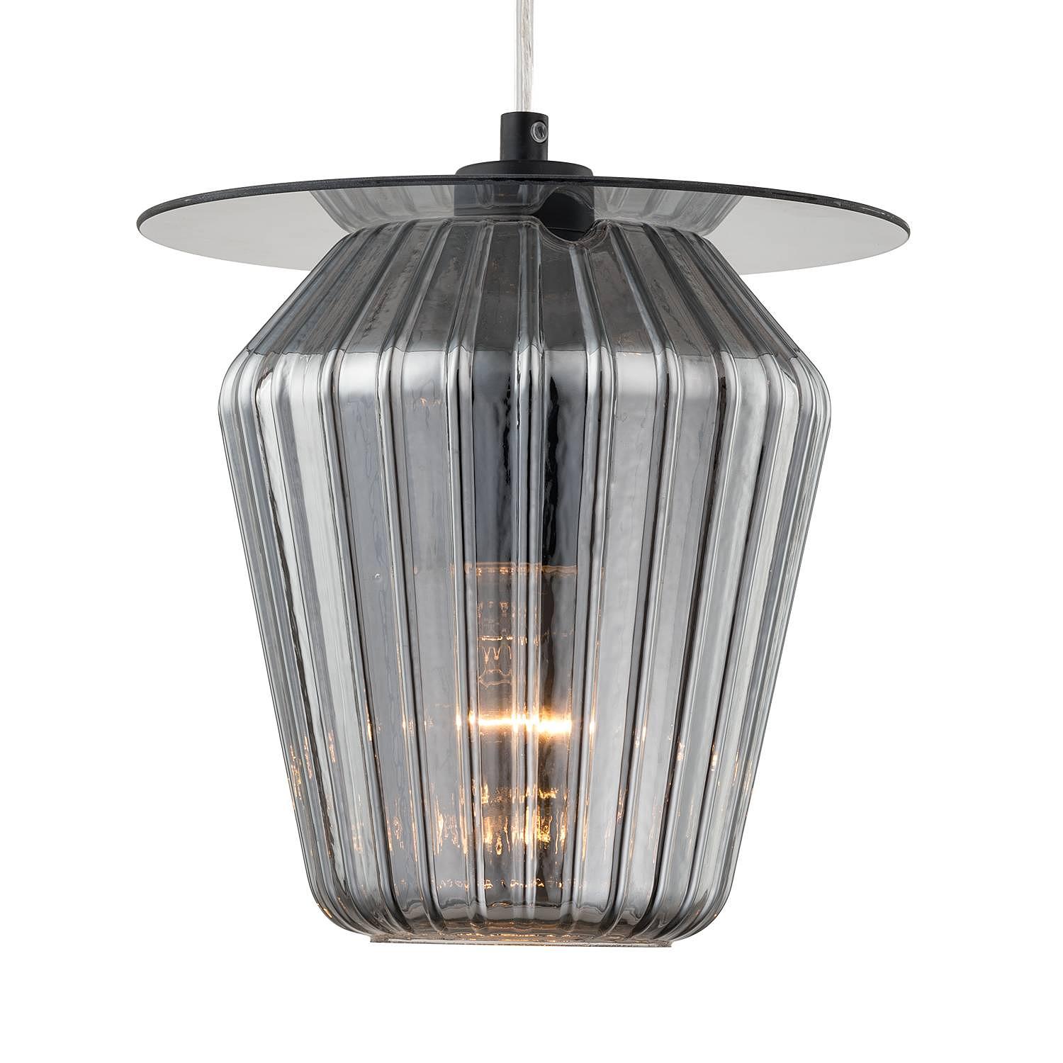 Pendant lamp Anadia smoked glass 1-light grey 0