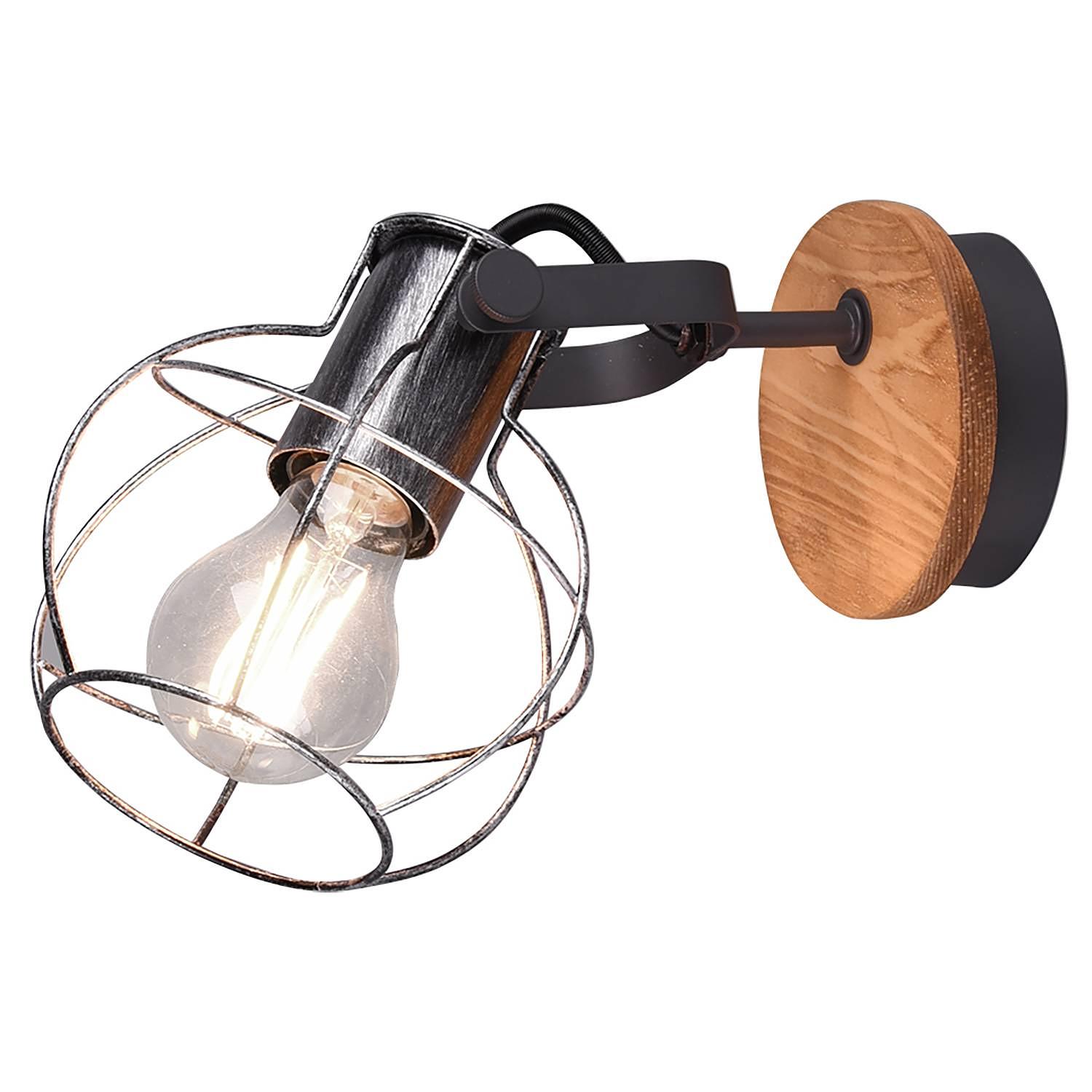 Wall lamp Madras Solid wood 1-flame Silver 0